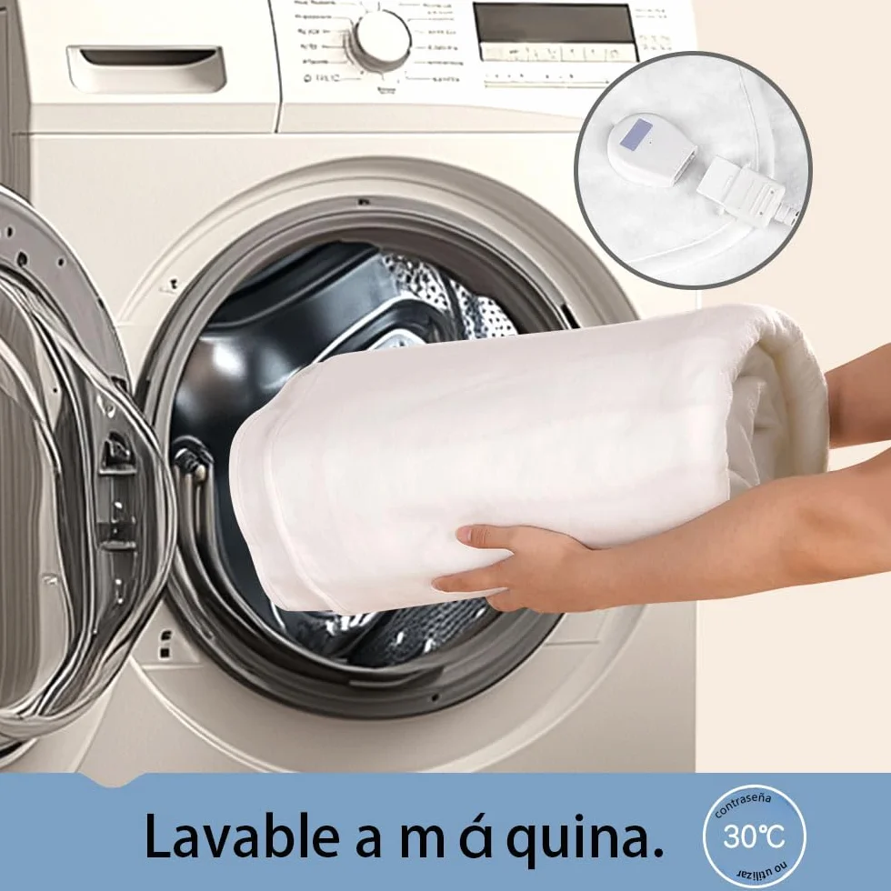 RUAINBAO Podwójny koc elektryczny 160x140 cm 3 poziomy ciepła automatyczne wyłączanie poliester biały
