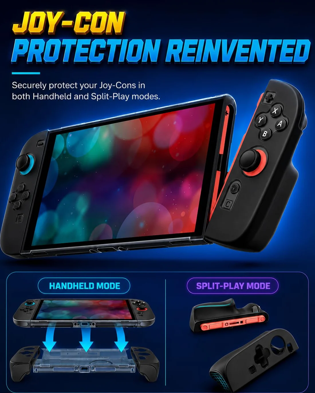iVoler 5-w-1 Magnetyczne etui na Nintendo Switch 2 (2025), w pełni DOCKABLE, Split-Design, Full Protection Ergonomiczna Odporna na zarysowania TPU i folia ze szkła hartowanego