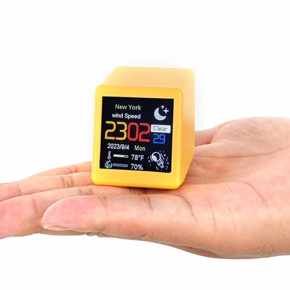 Do Smart Weather Station Mini TV z łącznością Wi-Fi do wyświetlania animacji i funkcją elektronicznego albumu fotograficznego (czarny)
