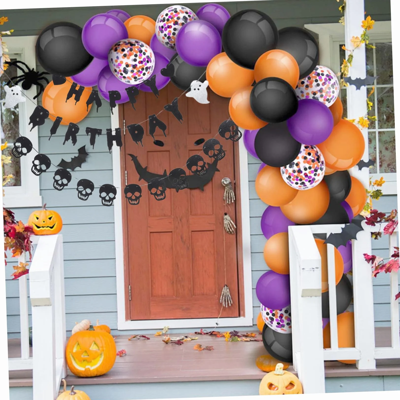STOBAZA Halloween Birthday Party Banner Ghost Skeleton Decorations Paper Bunting Indoor Outdoor Festival