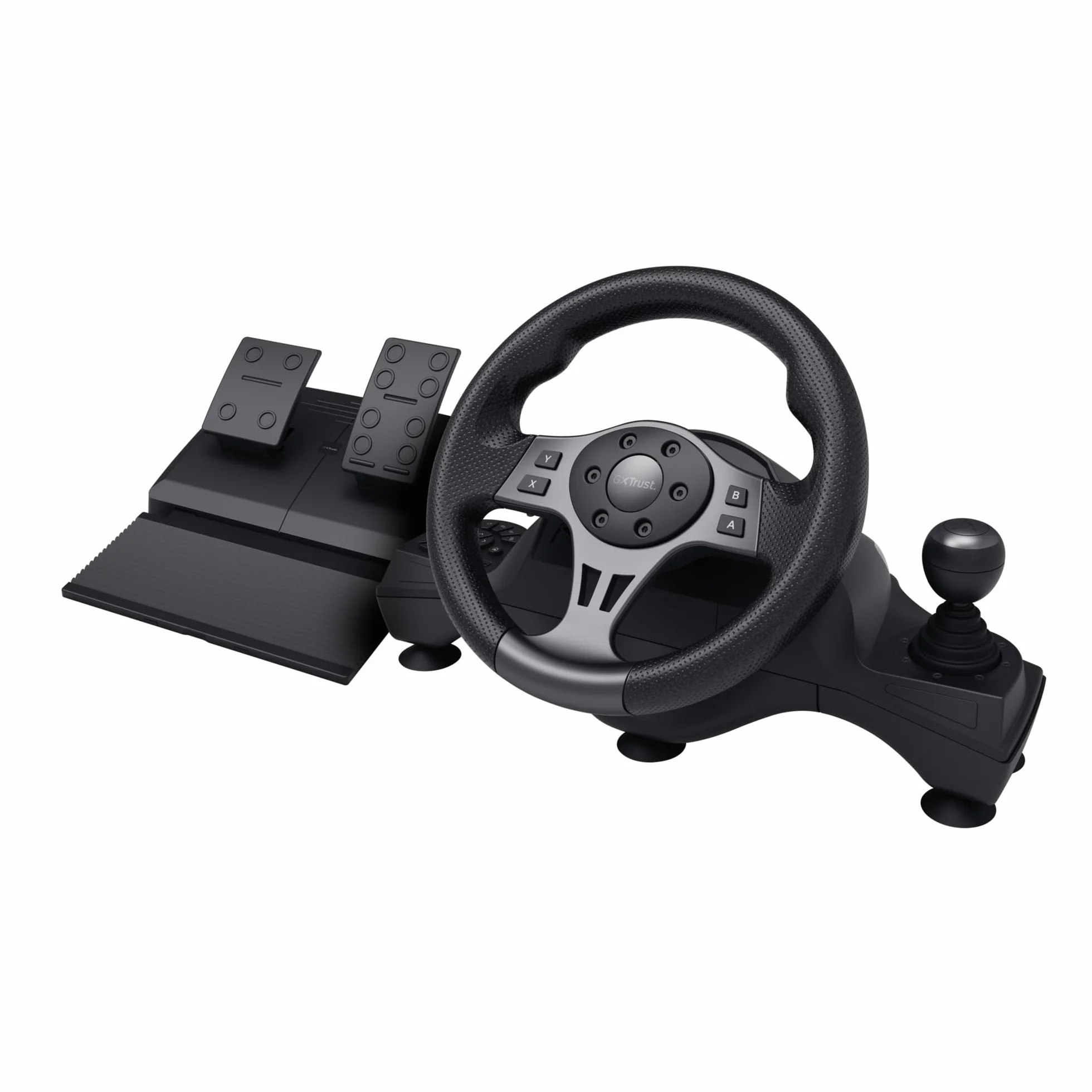 Trust Gaming GXTrust 289 Kierownica Gamingowa do PC Xbox Series X/S PS4 Nintendo Switch, Kierownica Wyścigowa z Pedałami Antypoślizgowymi, Dźwignią Zmiany Biegów i Manetkami, Farming Simulator / F1