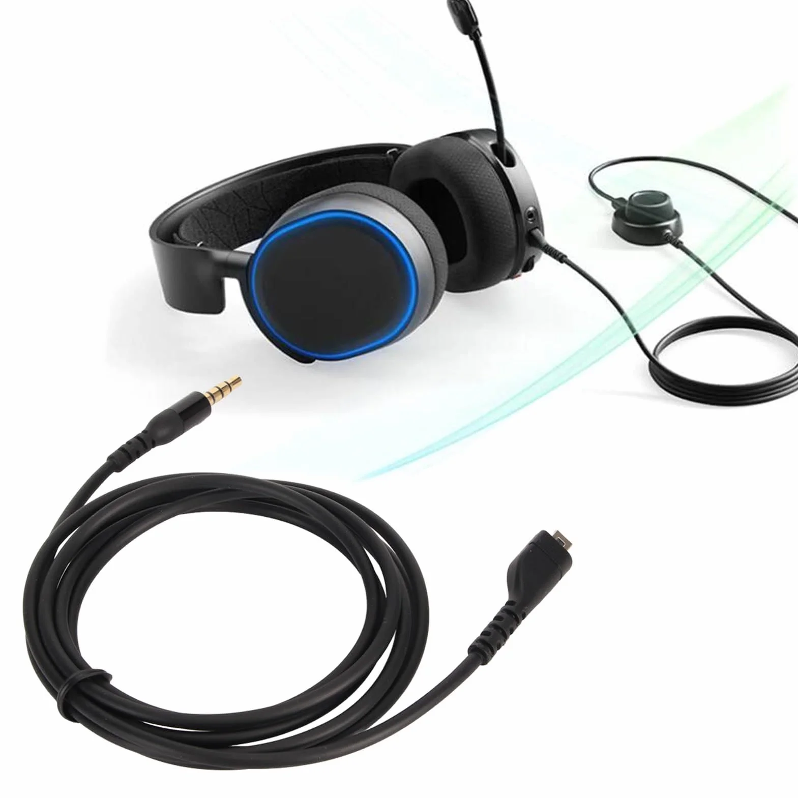 Zamienny Kabel Audio Kompatybilny ze Słuchawkami do Gier SteelSeries Arctis 3, Arctis Prime, Arctis 5, Arctis 7, Arctis Pro Arctis Prime, 1,5 M/4,9 Stopy, Rdzenie OFC