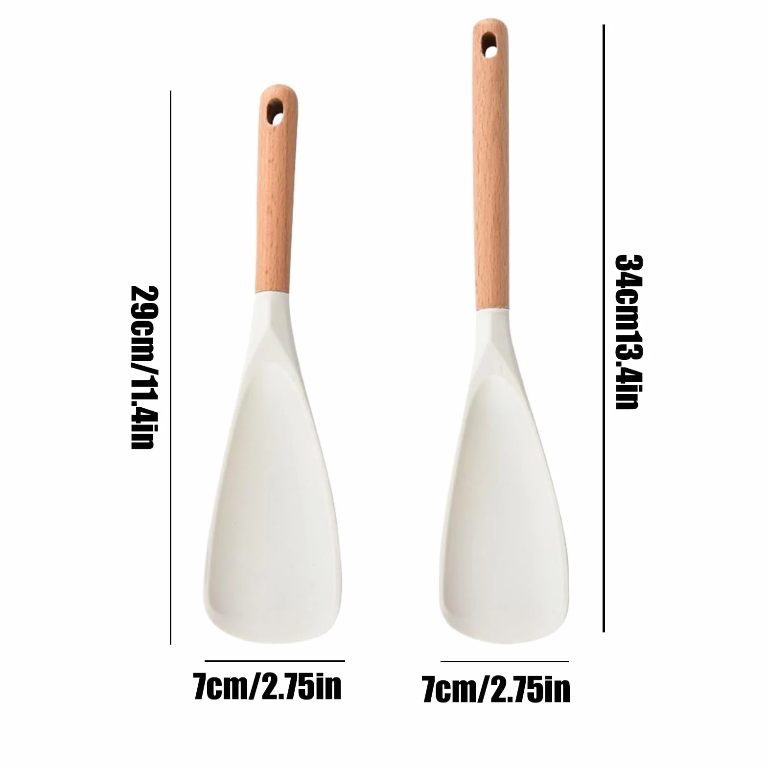 Silicone Kitchen Spatula Spoons, Heat Resistant Cooking Utensils, Wooden Handle Silicone Mixing Spatula Set, Nonstick Friendly Kitchen Tools for Stirring Baking Serving Food, Cooking Utensil Set