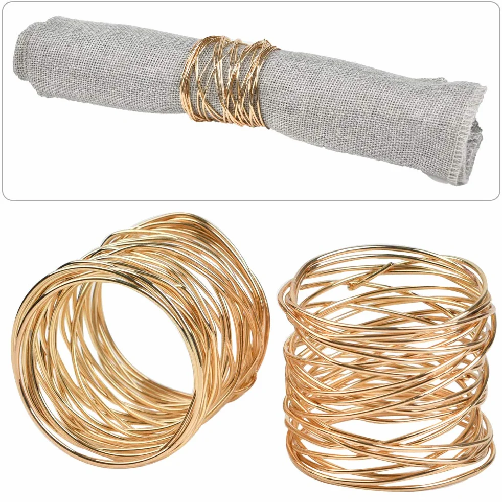 Złote metalowe pierścienie na serwetki zestaw 4,2 x 3,6 cm dekoracja