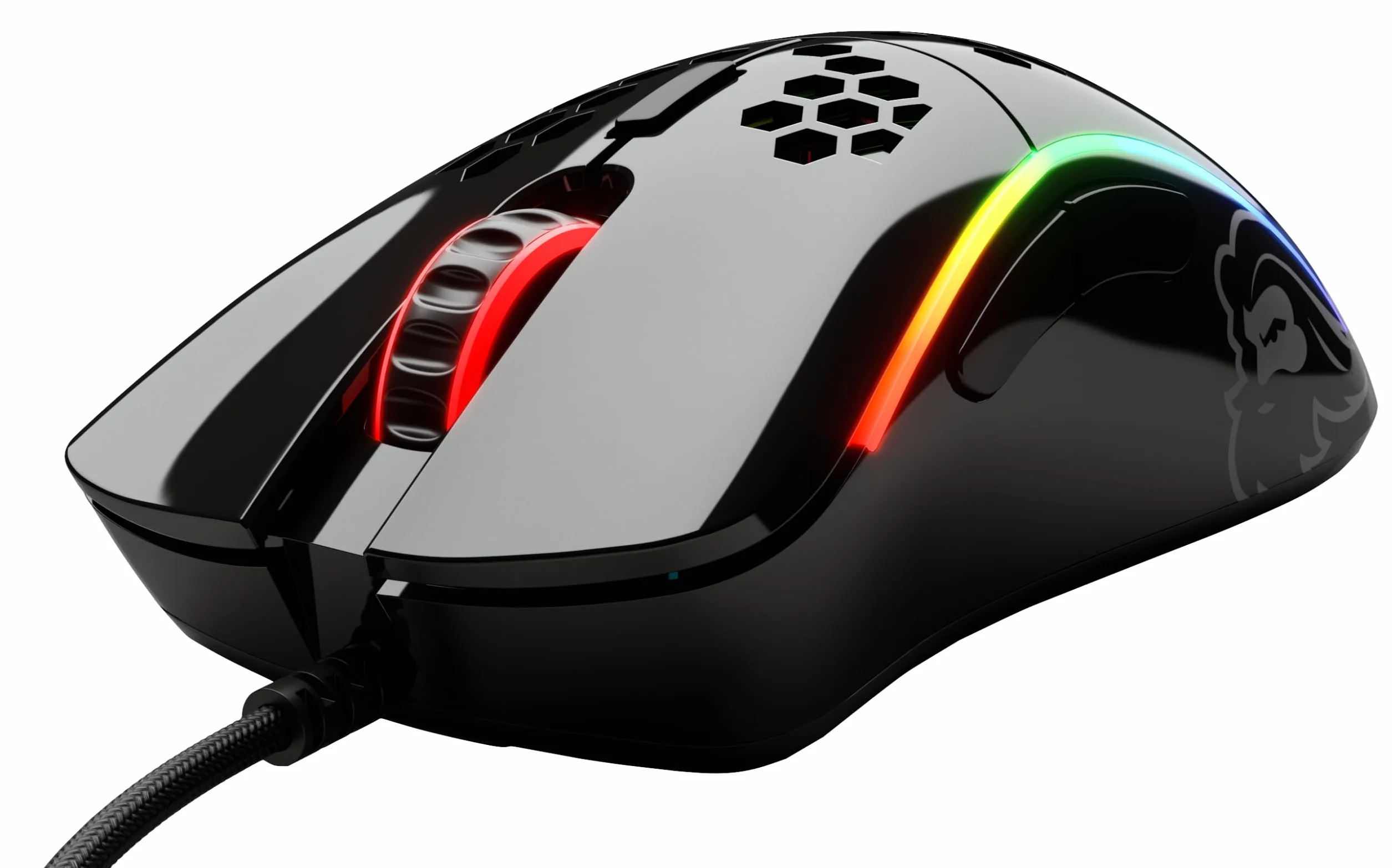 Glorious Gaming Model D- Mysz Przewodowa Superlekka 61g Plaster Miodu RGB Pixart 3360 Przełączniki Omron Ślizgacze PTFE Połyskująca Czerń