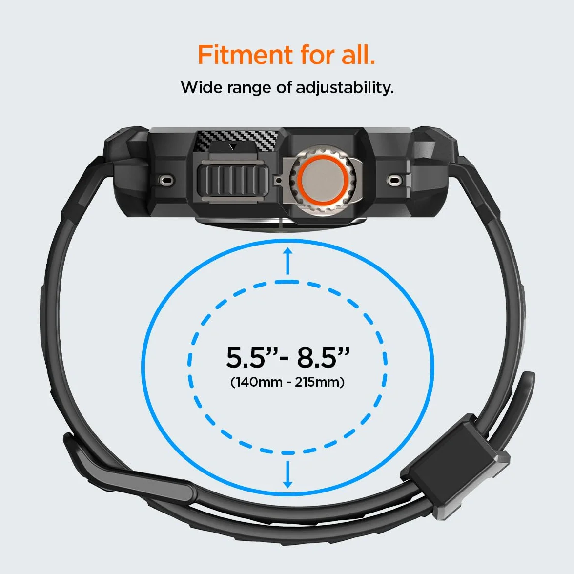 Spigen Rugged Armor Pro zaprojektowane dla Apple Watch Ultra 49 mm etui z paskiem - czarne