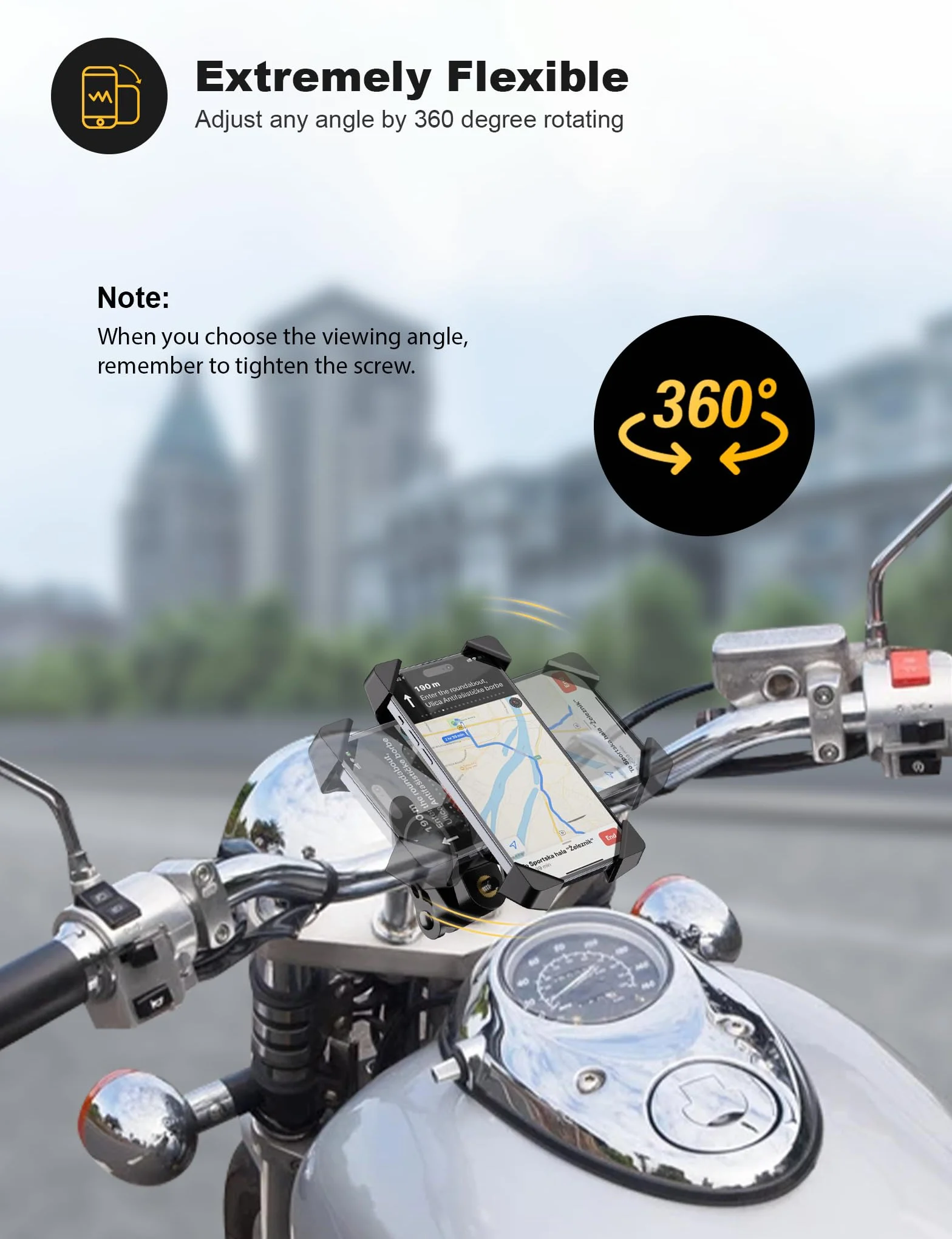 Grefay Uchwyt Telefon Rowerowy Uniwersalny Uchwyt Smartfona Motocykla dla 12 Mini, 12 Pro Max, 11 Pro, Pro Max Xs 8 X 8P 7 7P 6S, Samsung S10 S9 S8