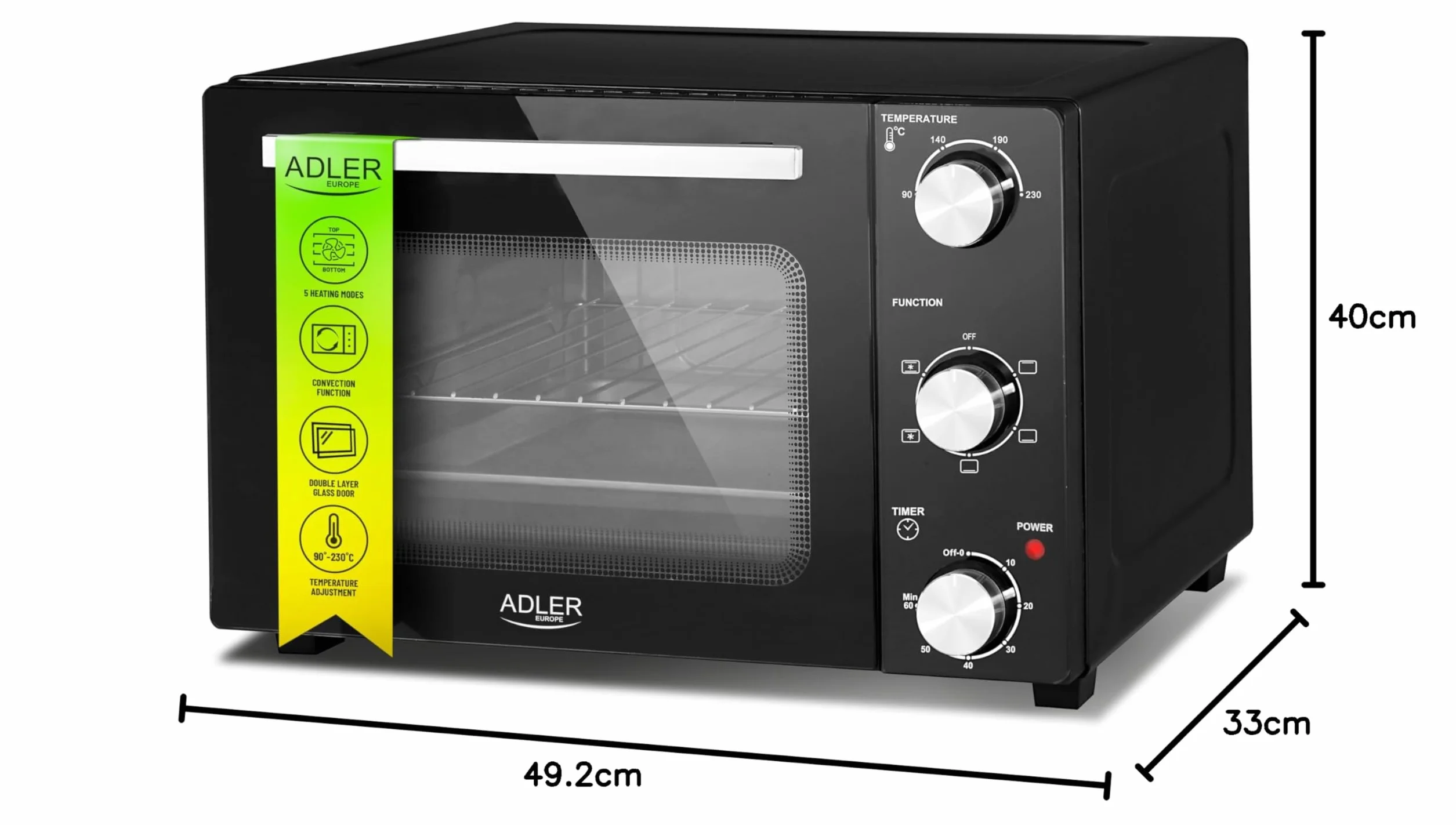 ADLER EUROPE AD 6024 Mini Piekarnik Elektryczny 22 Litry