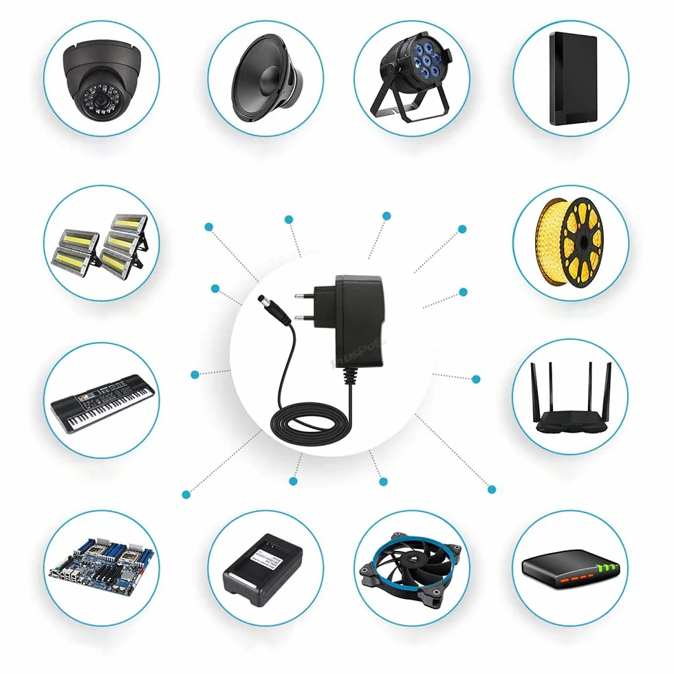 Retoo Zasilacz sieciowy, uniwersalny adapter AC 1 A, zasilacz wtykowy na DC 1000 mA, adaptery wtyczkowe, ładowarka, sterownik mocy 5 mm, uniwersalny zasilacz impulsowy, adapter AC-DC