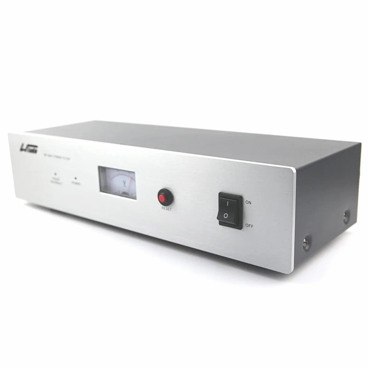 WAudio Filtr liniowy HiFi W-6000S 7 gniazd z miernikiem napięcia, ochroną przed przepięciami i światłem scenicznym (srebrny)