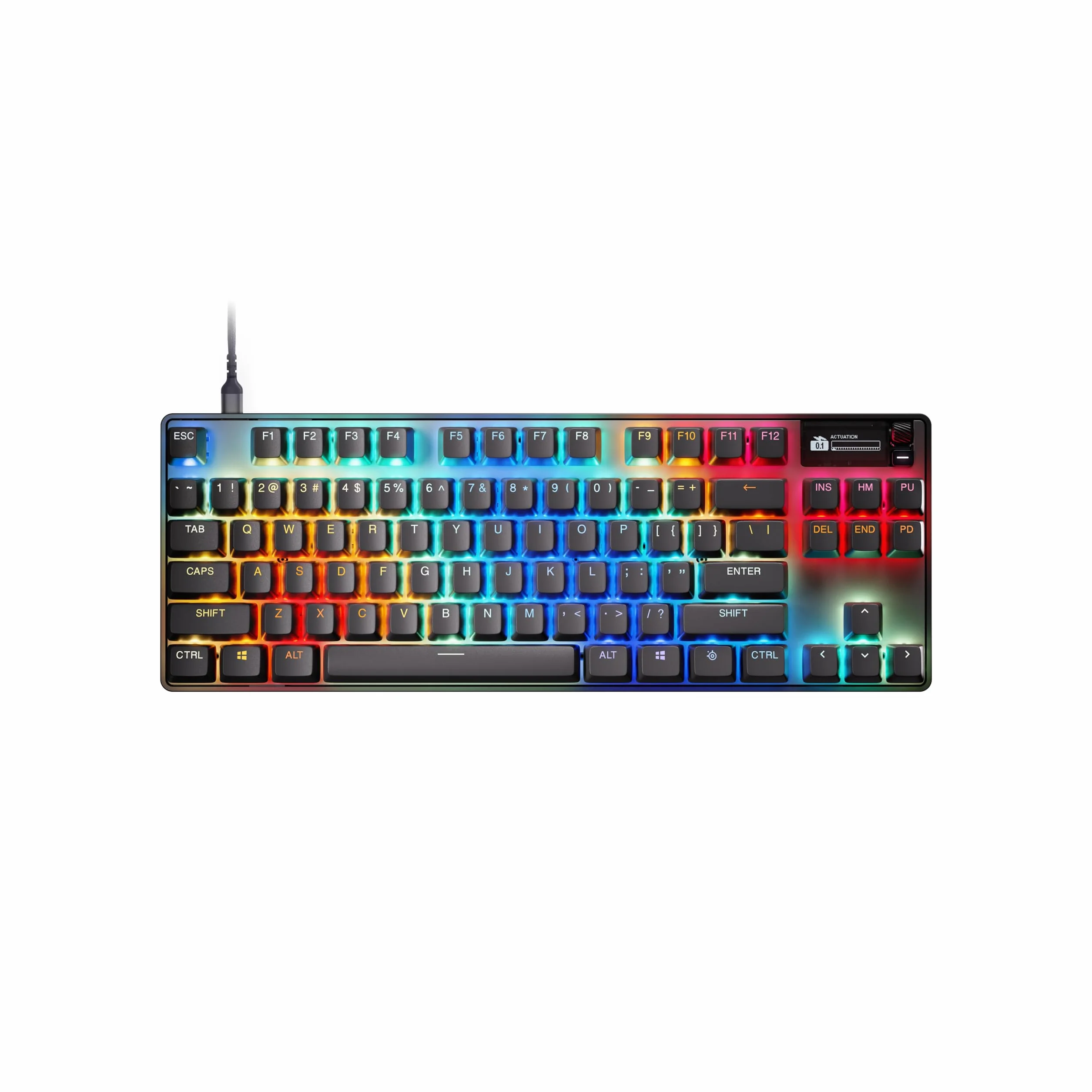 SteelSeries Apex Pro Gen 3 TKL - Hipermagnetyczna klawiatura dla graczy - przełączniki OmniPoint 3.0 - Rapid Trigger - Ustawienia gier - Rapid Tap/SOCD - OLED - RGB - nakładki z PBT - US Layout QWERTY