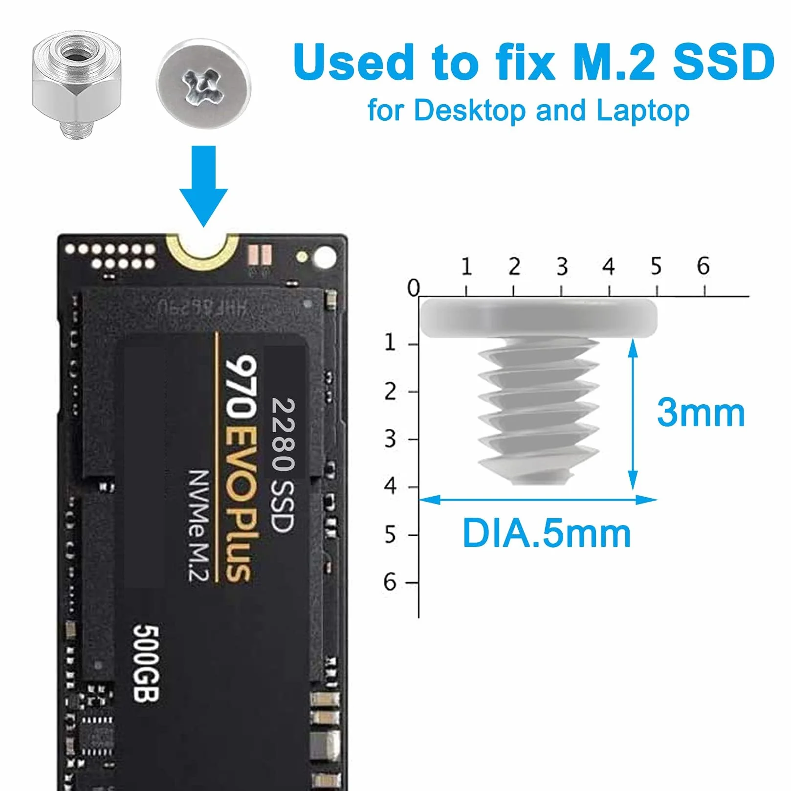 Akuoly Dysk M.2 SSD NVMe i zestaw śrub do płyty głównej ASUS, 8 sztuk, śruby do PC