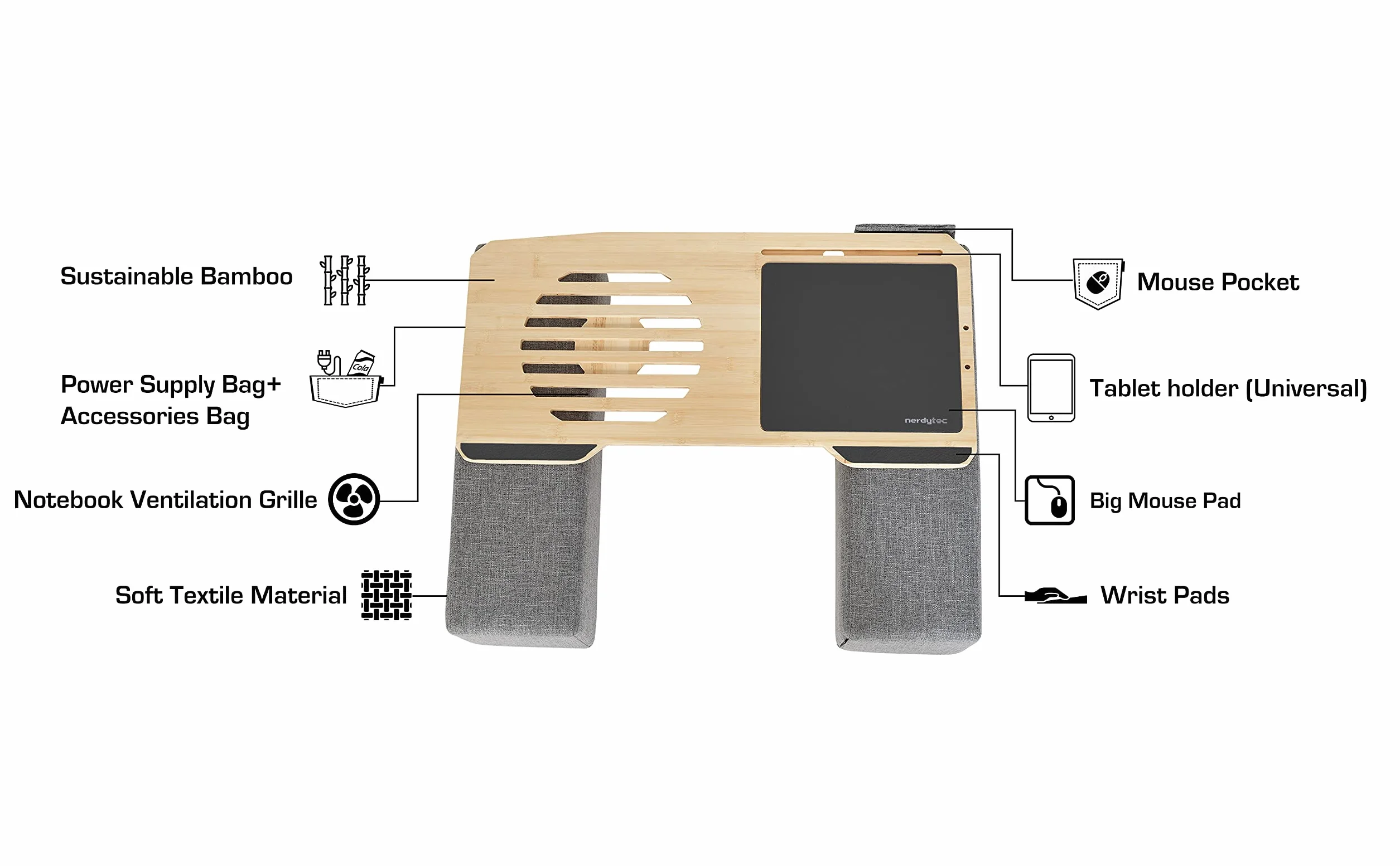 Couchmaster CYWORX Ergonomiczne biurko do laptopa lub bezprzewodowego urządzenia peryferyjnego z poduszkami, odpowiednie na kanapę/łóżko