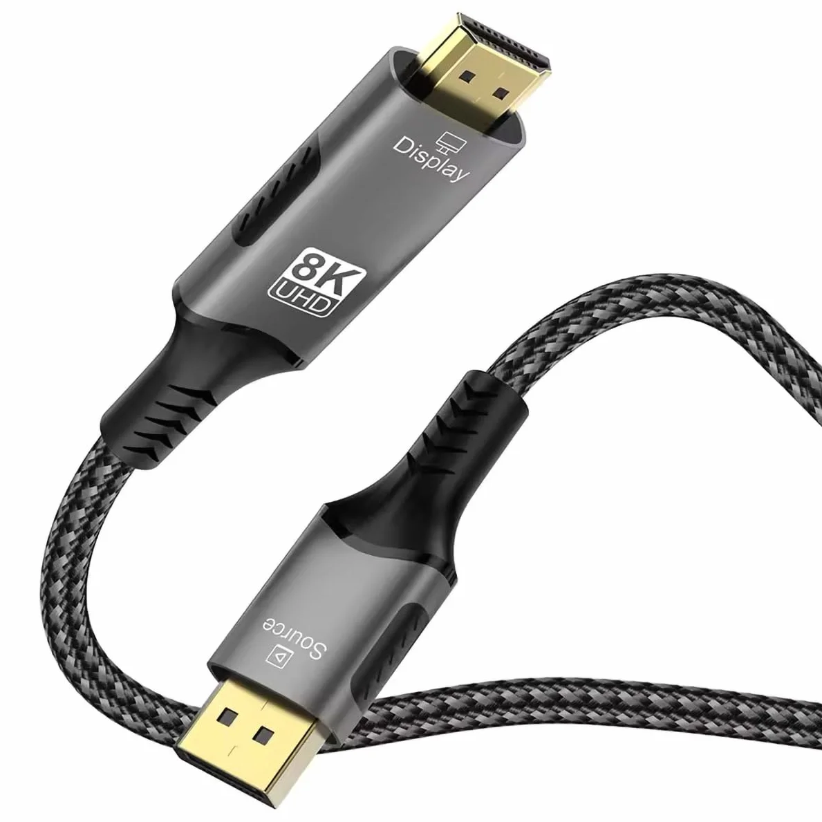 PremiumCord Kabel 8K DisplayPort 1.4 do HDMI 2.1, Męski do Męskiego, Rozdzielczość 8K@60Hz, 4K@144Hz, Full HD 1080p, HDCP2.2, Kolor: Czarny, Długość: 2m