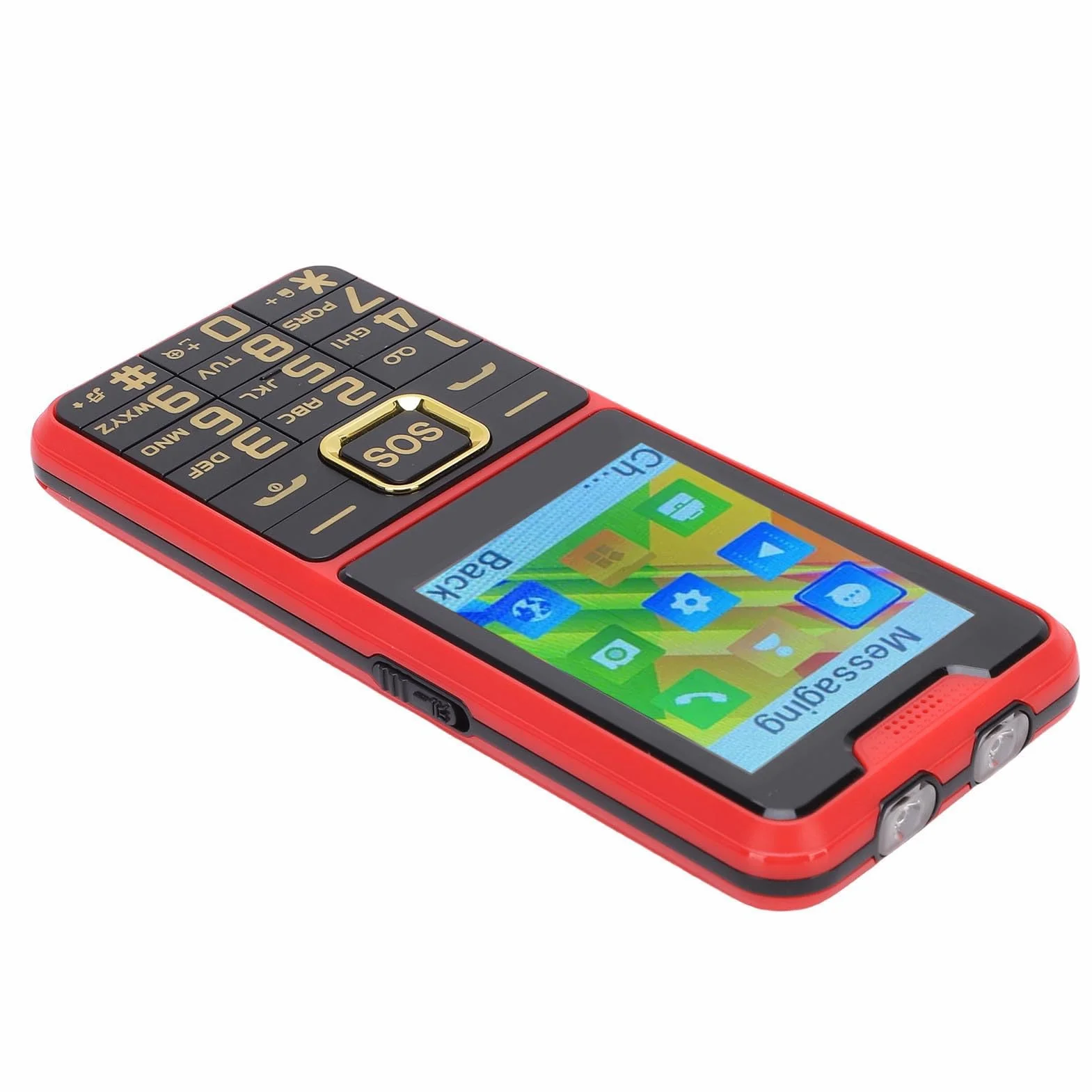 Lazmin112 Telefon Komórkowy 4G z Dużymi Przyciskami Dla Seniorów, Ekran Hd 2,6 Cala, Dwie Karty Sim, Sos, 0,13 Mp, Latarka, Skróty Do Numerów, Dyktafon, Fm, Muzyki, Bateria 2500 Mah (czerwony)