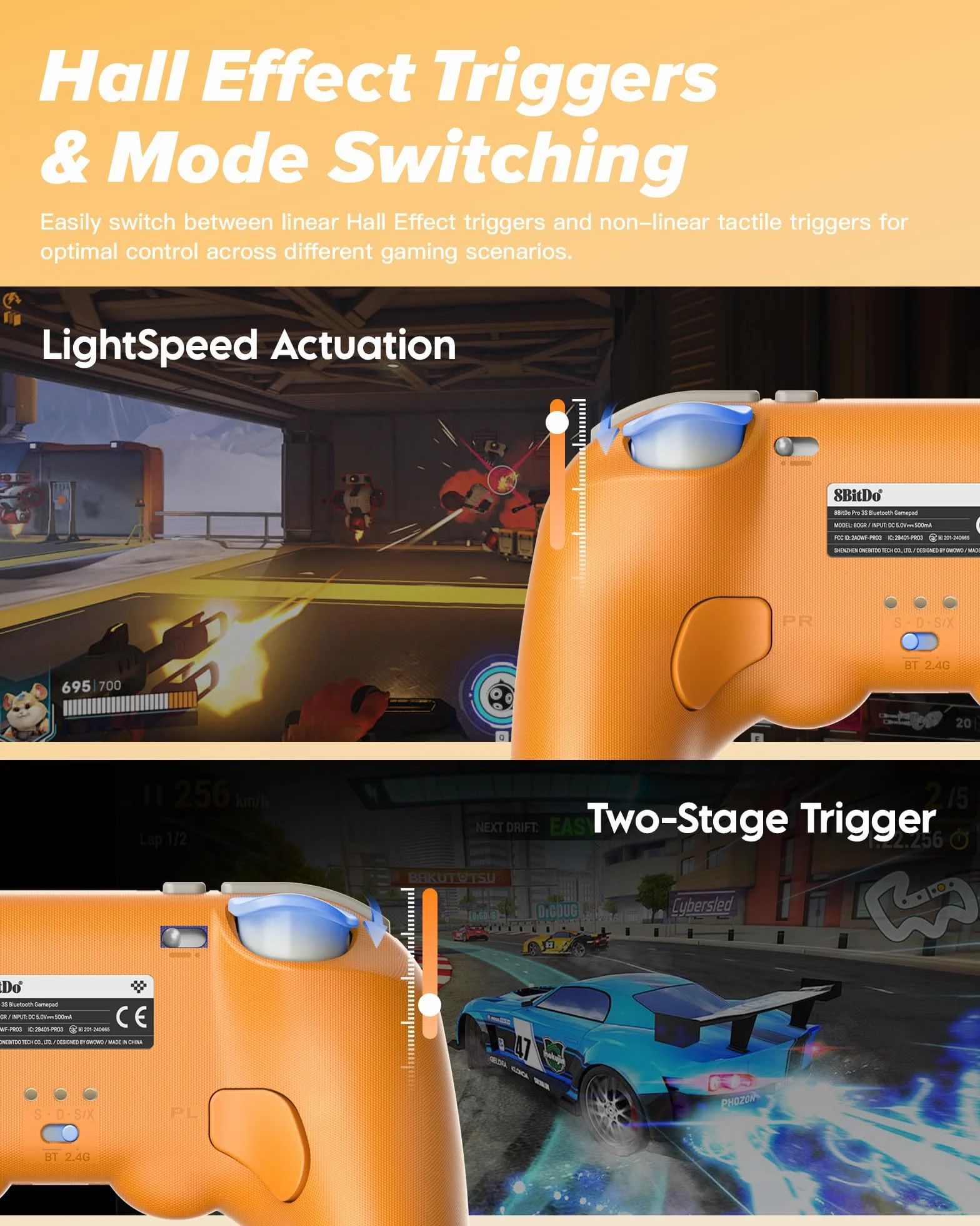 8Bitdo Pro 3 Kontroler Bluetooth TMR Joystickami Wymiennymi Przyciskami ABXY Stacją Ładującą do Switch Windows Apple SteamOS Android