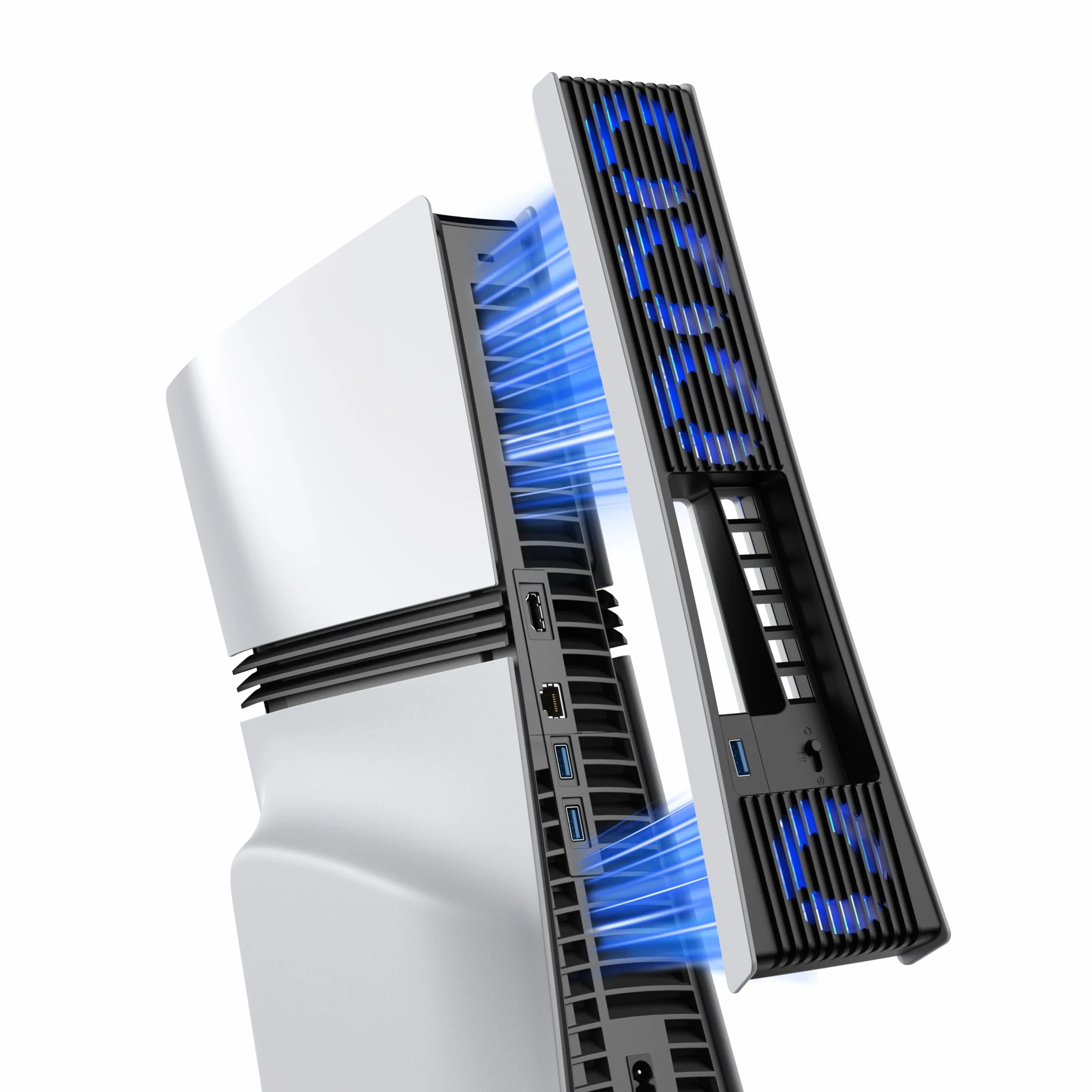 KIWIHOME Wentylator chłodzący do PS5 Pro 4 wentylatory 36 łopatek regulowana prędkość USB 3.0 LED