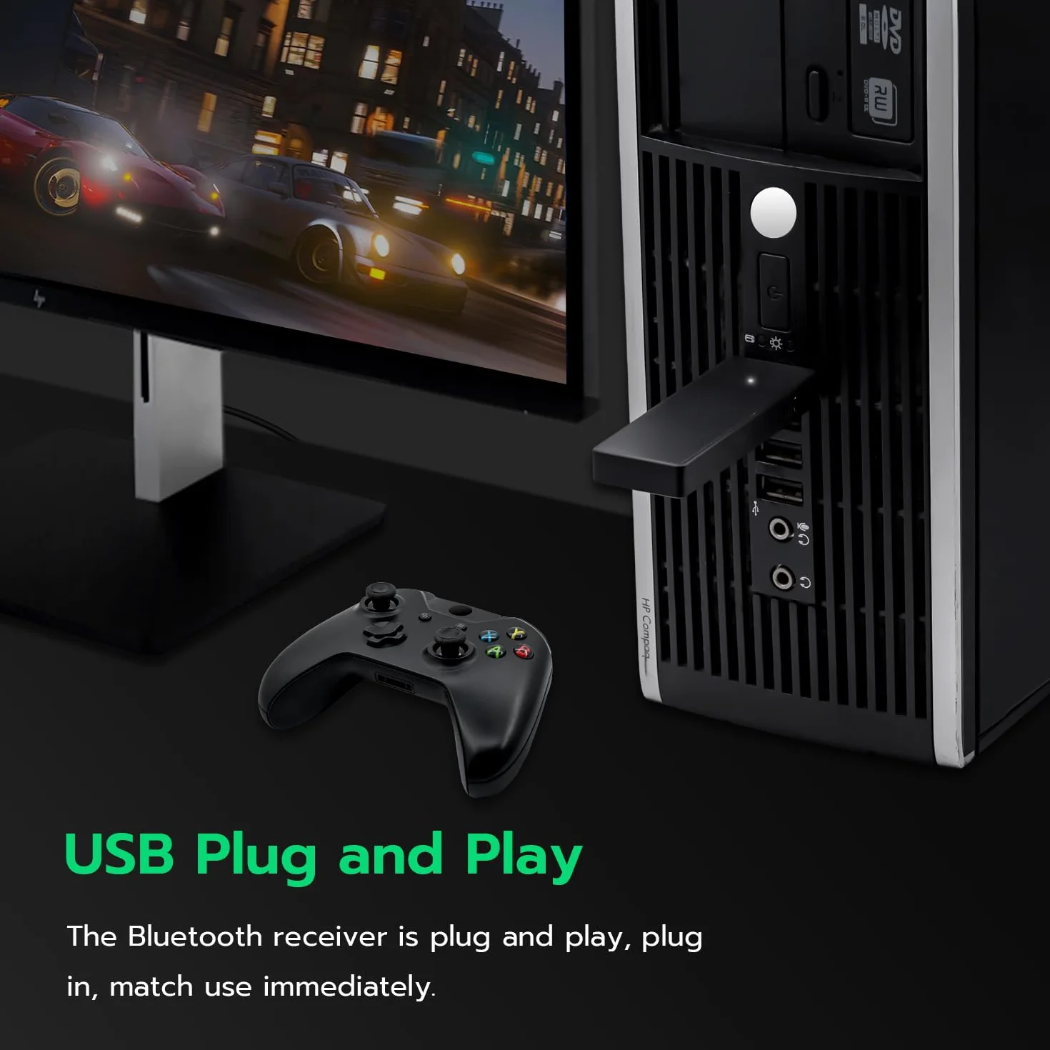 Mcbazel Bezprzewodowy adapter kontrolera gier Xbox dla Windows PC kompatybilny z Xbox One/Series S