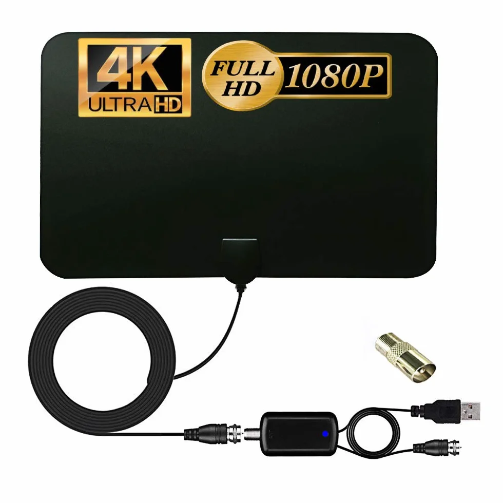 Antena Freeview 150 mil, cyfrowa antena telewizyjna z mocniejszym wzmacniaczem, 4K 1080P HD VHF UHF do kanałów lokalnych dla wszystkich telewizorów