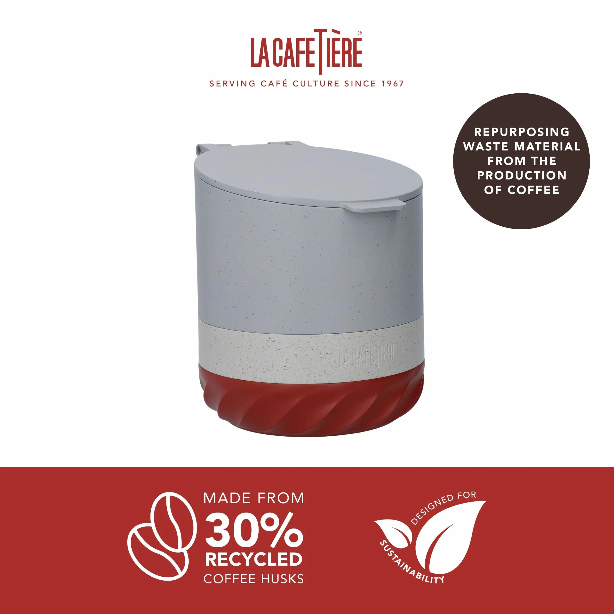 La Cafetière Renew Kompostownik i pojemnik na fusy, pojemnik na fusy z espresso o pojemności 750 ml z wyjmowaną listwą uderzeniową i antypoślizgową podstawą