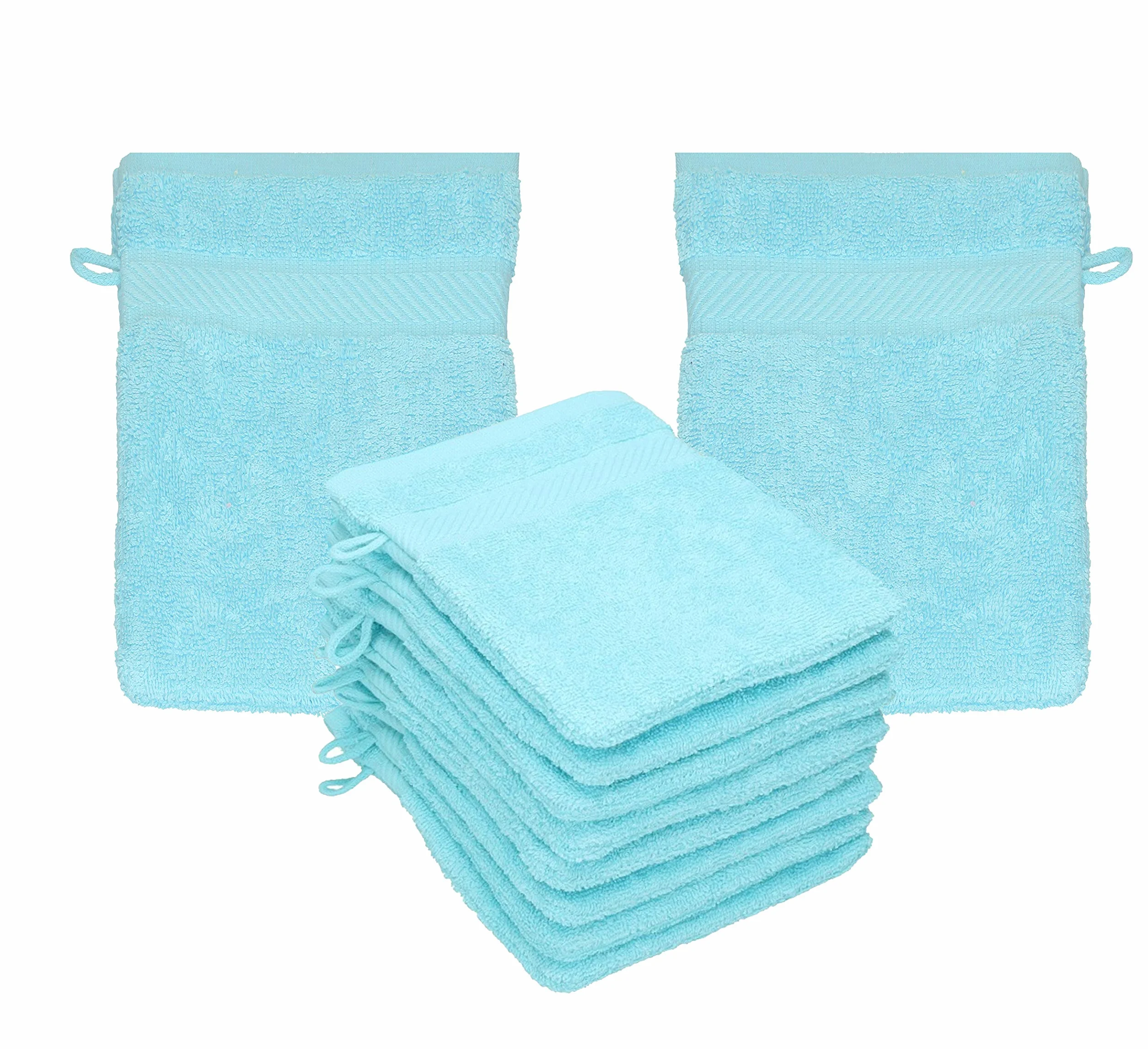 Betz Rękawiczki do mycia Palermo 10 sztuk 16x21 cm – 100% bawełna 360g/m² – Miękkie ręczniki frotte – Łatwe w utrzymaniu i chłonne – Kolor turkusowy