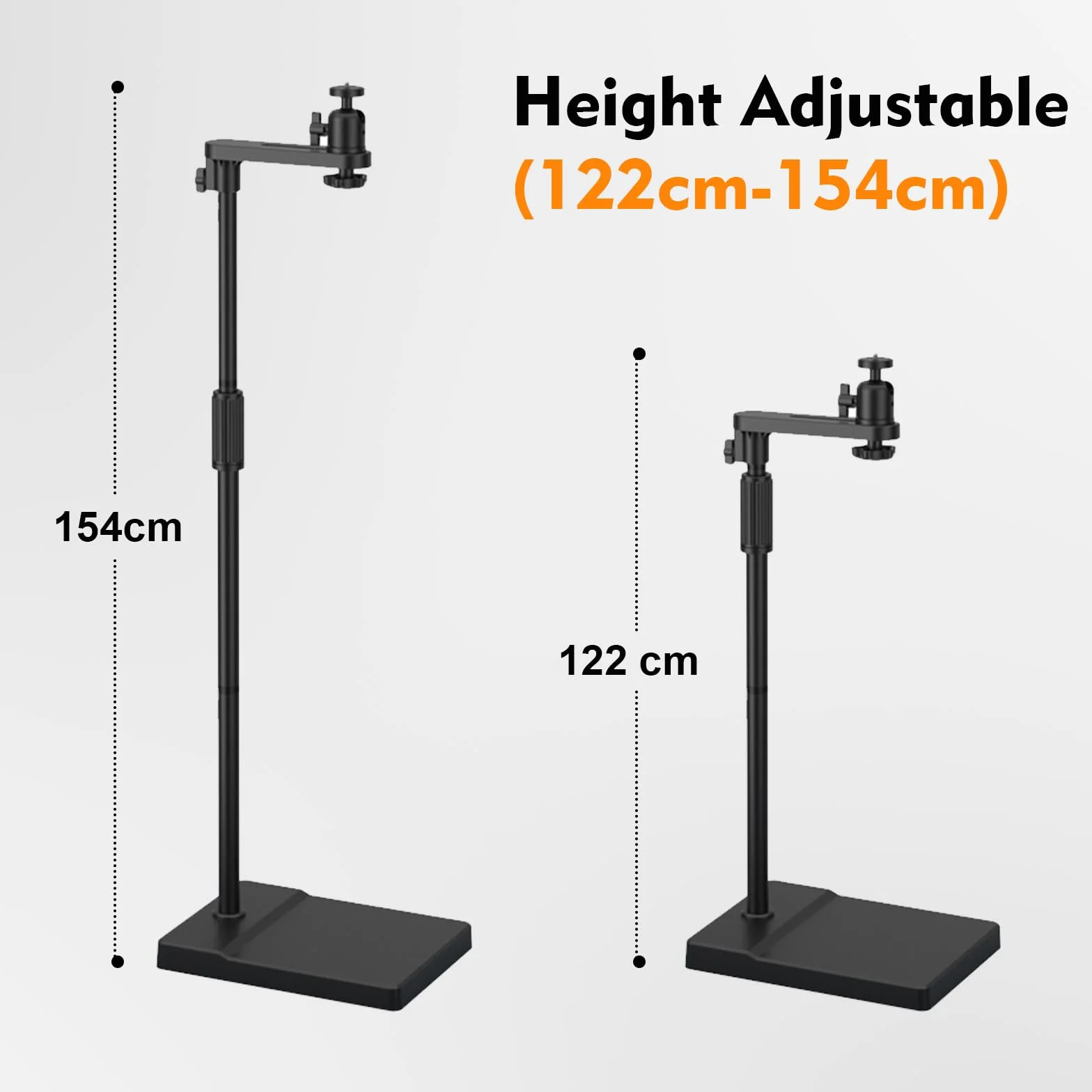 JAOGAUS Statyw podłogowy do projektora, regulowana wysokość 122-154 cm, obracany o 360°, wytrzymała metalowa podstawa, obsługuje 5 kg, wielofunkcyjny do projektora, laptopa, nuty