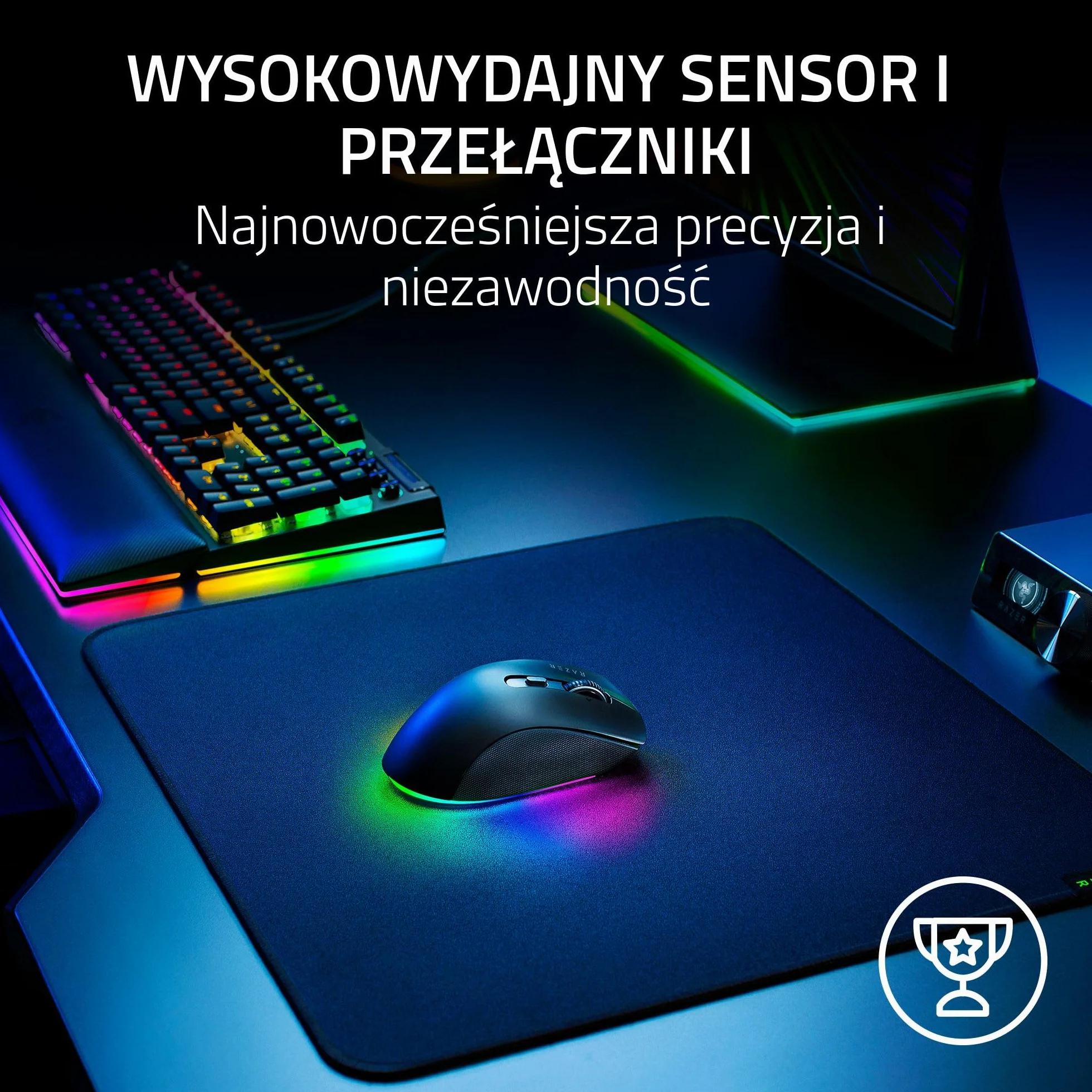 Razer Pro Click V2 - bezprzewodowa ergonomiczna mysz - AI Prompt Assist - czujnik optyczny 30K - 3,5 miesiąca pracy na baterii (14 stref Chroma RGB, przechylane kółko HyperScroll) Czarny