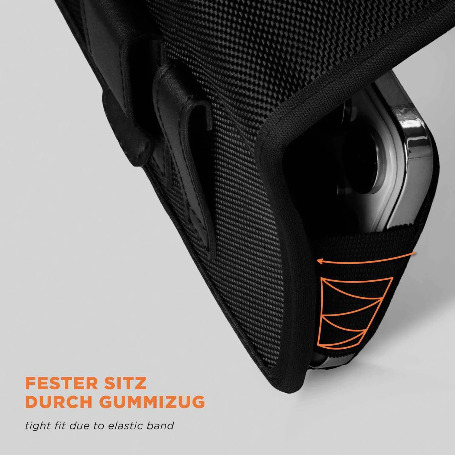 moex Siateczkowe etui do iPhone 15 Pro, etui na pasek z zapięciem na rzepy, poziome, kabura na telefon komórkowy z klipsem do paska, wytrzymały nylon, pokrowiec na telefon komórkowy poprzeczny z