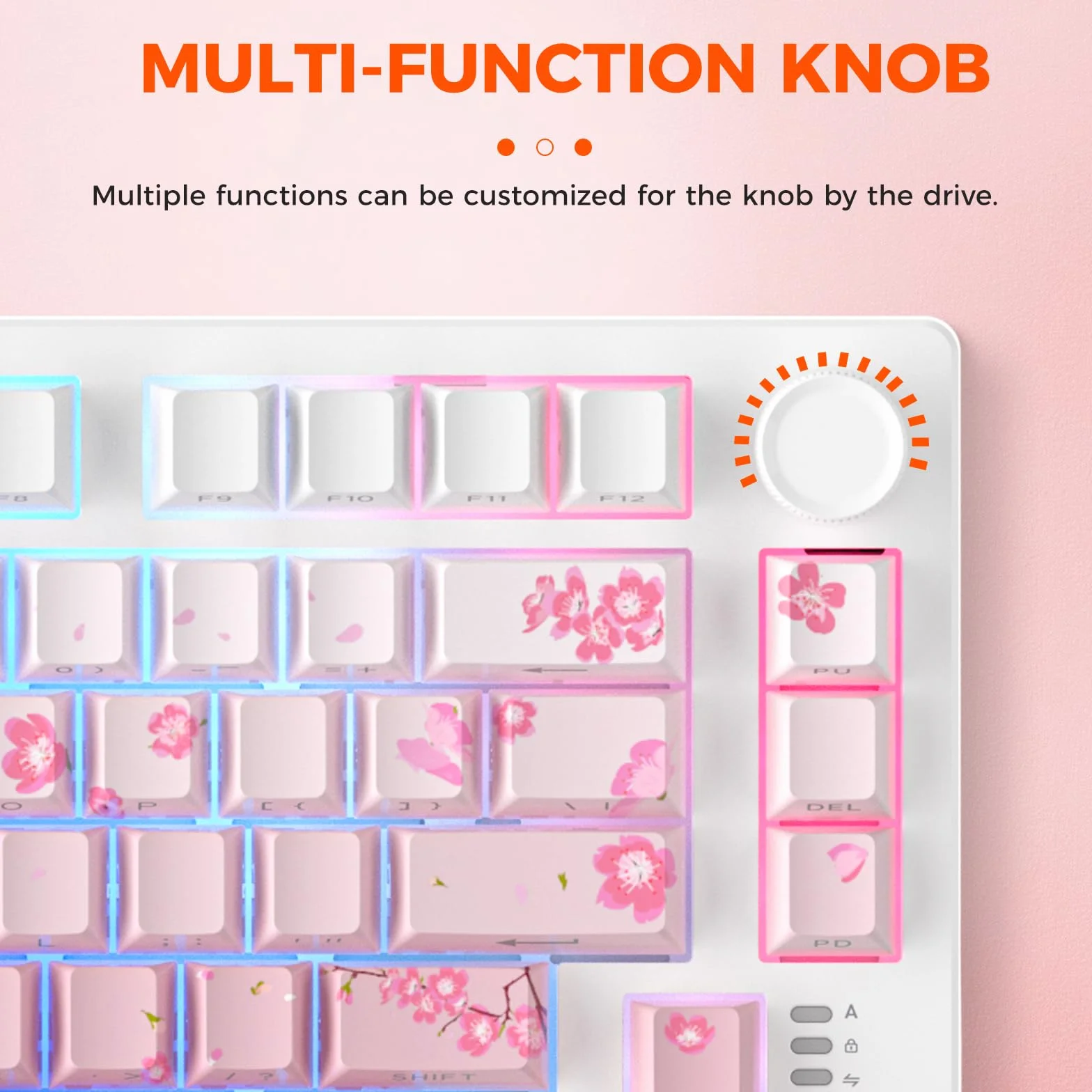 DAREU EK75PRO Różowa bezprzewodowa klawiatura mechaniczna, klawiatura gamingowa podświetleniem RGB, niestandardowa konstrukcja uszczelki, klawisze PBT z nadrukiem bocznym, 2,4 GHz/BT5.1, for Win/MAC