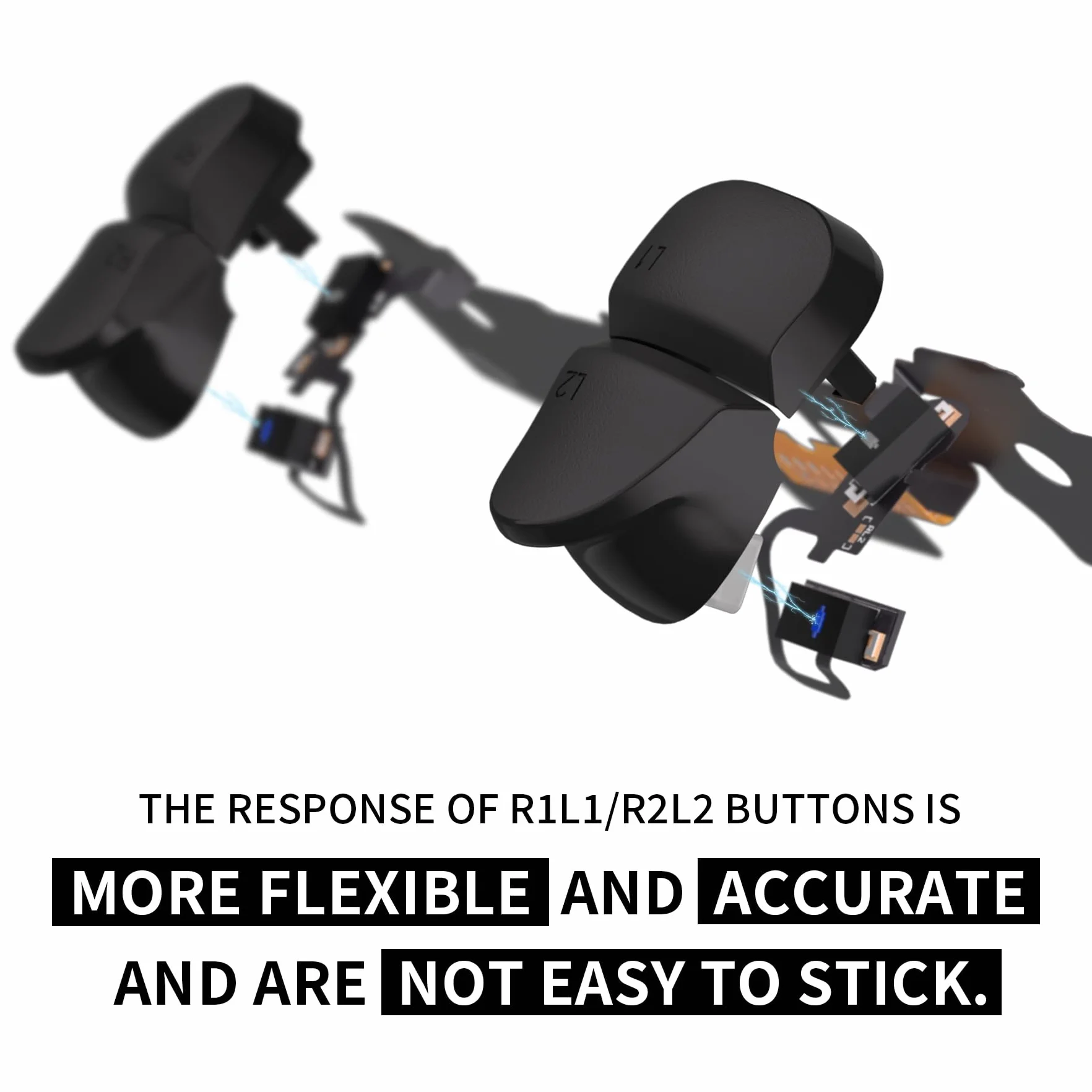 eXtremeRate Micro Switch — Lekka Wersja Clicky Hair Trigger Kit do Kontrolera ps5 Przyciski Naramienne, Ergonomiczny Micro Switch Przyciski Wyzwalające Zderzaka Kliknięcie Myszą do Kontrolera ps5 BDM-030