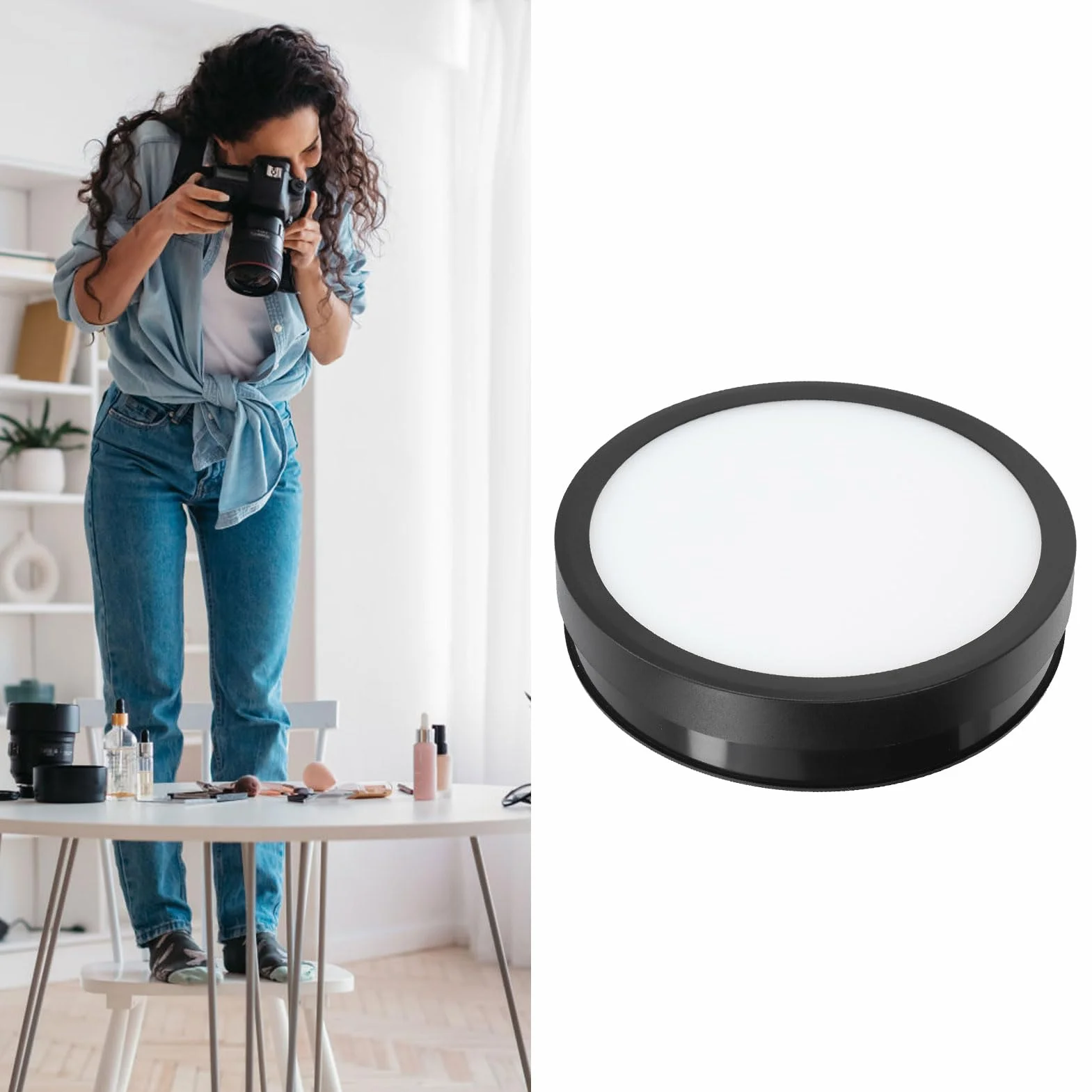 Elektryczny Obrotowy Stojak Wystawowy 360° z Pilotem i Oświetleniem LED do Produktów Fotograficznych