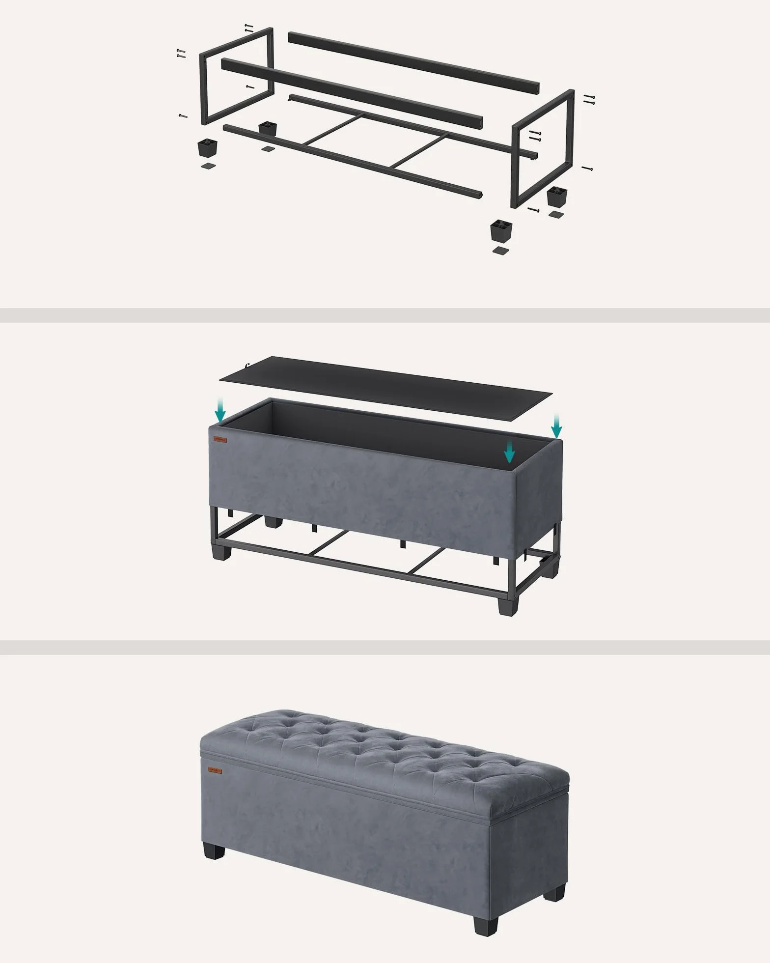 SONGMICS Taboret do przechowywania 40 x 110 x 40 cm obciążenie 300 kg