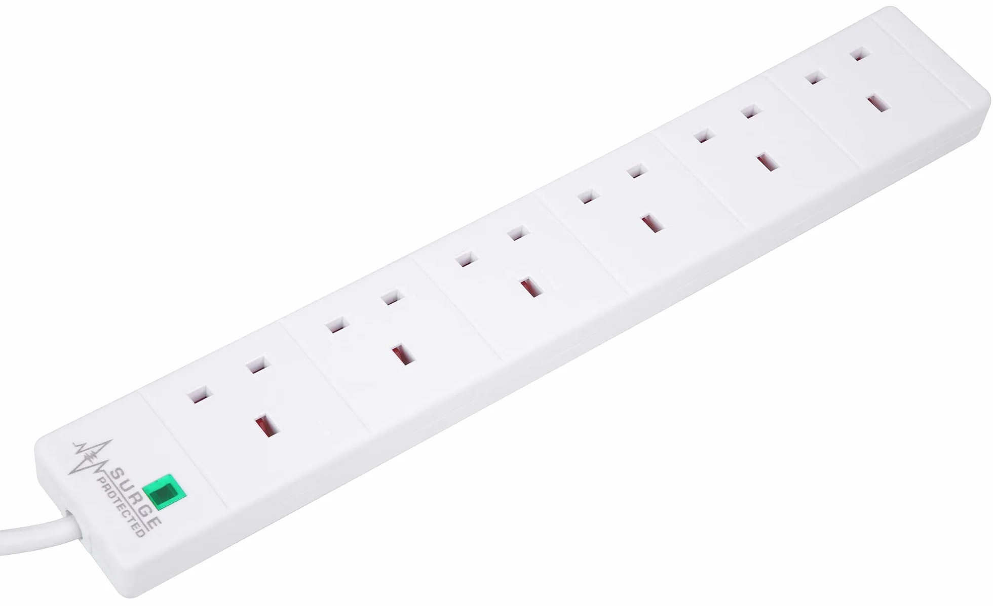 PRO ELEC PELB1703 Przedłużacz 6-rzędowy z ochroną przeciwprzepięciową, biały, 5 m