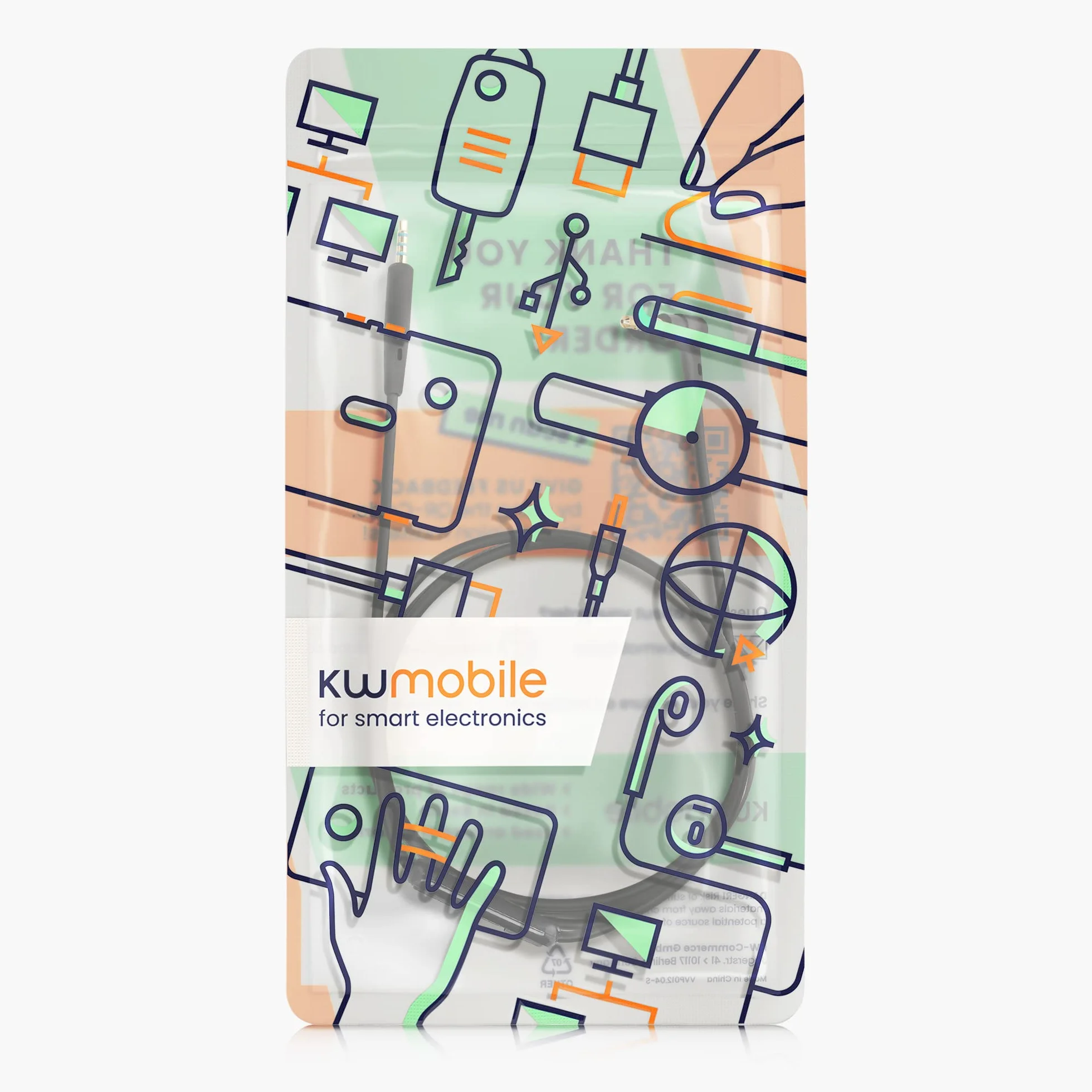 kwmobile Kabel do słuchawek JBL E30 / E50 / E55BT / E65 BTNC/LIVE 500BT / TUNE 600 BTNC/LIVE 650 BTNC - kabel zamienny 150 cm mikrofon regulator głośności - jack 3,5 mm, czarny, 60562.01_m002783