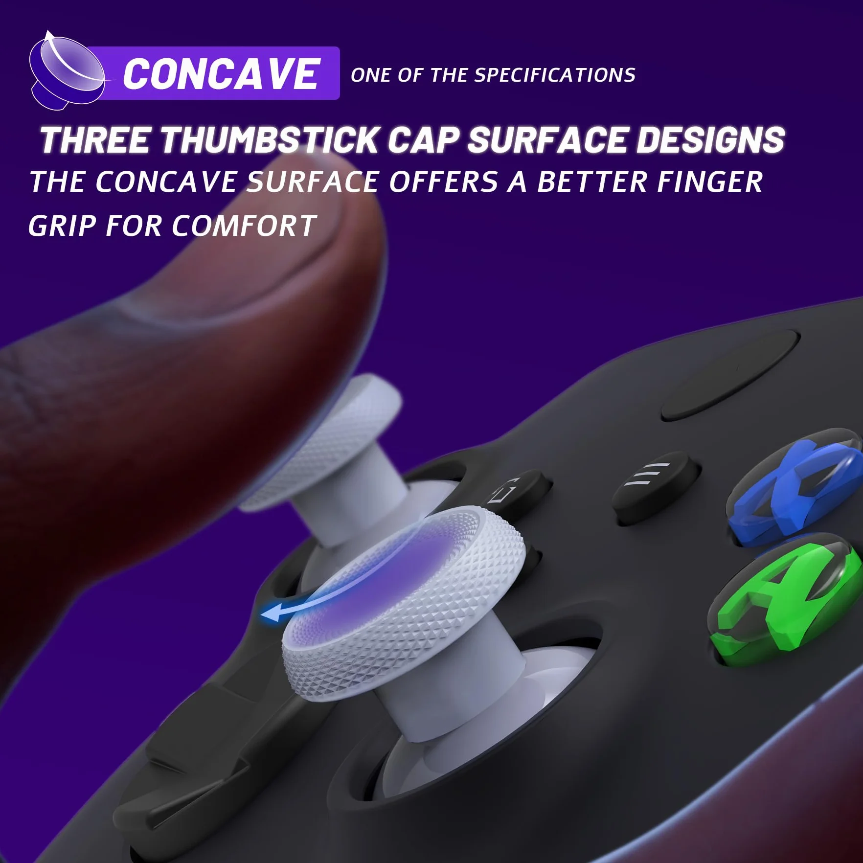 eXtremeRate ThumbsGear V3 wymienne kciuki do Xbox Core, 4 joysticki, wypukłe i wklęsłe, regulacja wysokości, do Xbox One S/X/Elite, Nintendo Switch Pro, oryginalny biały