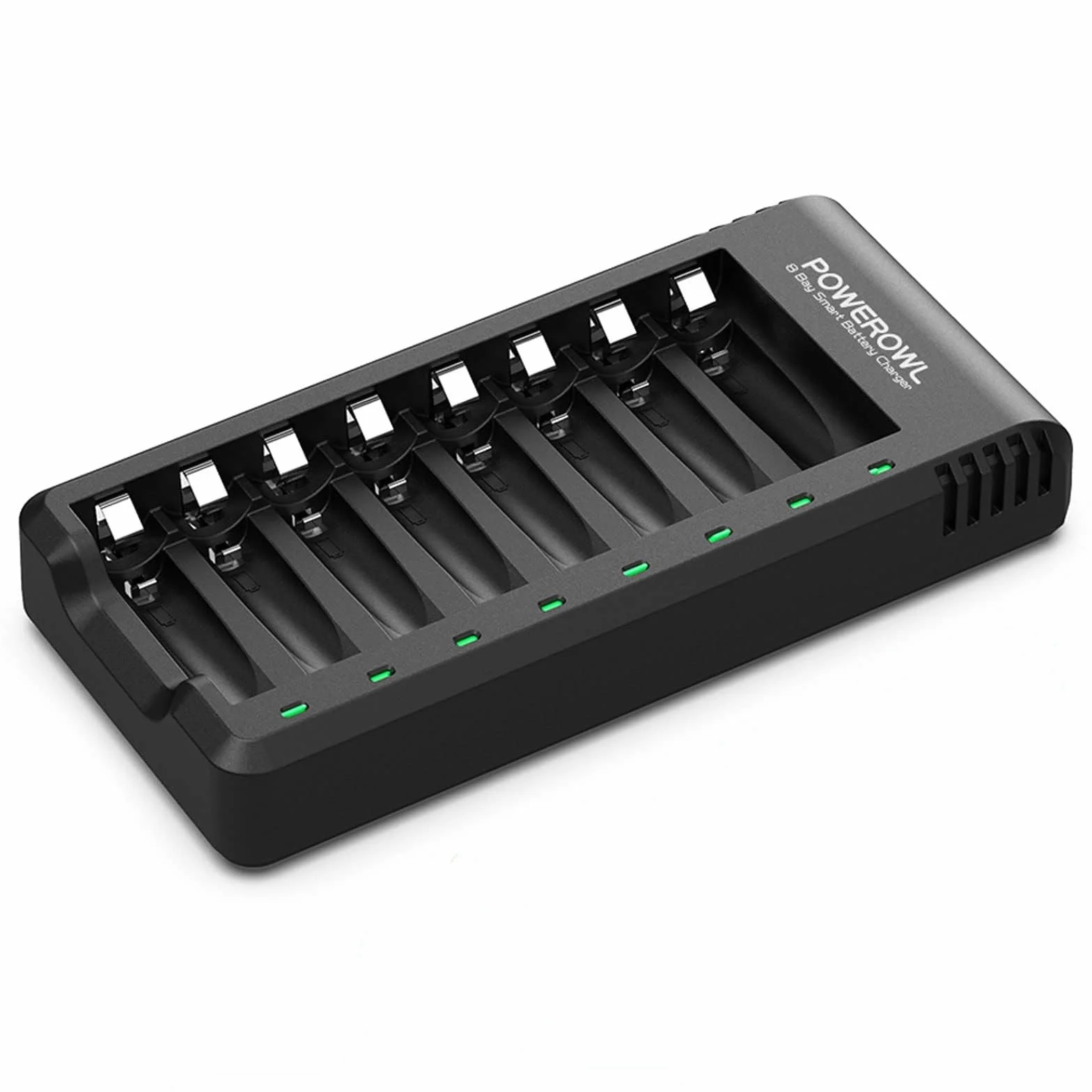 POWEROWL Ładowarka do Ni-MH/Ni-CD Akumulatory AA/AAA, Wolnostojące gniazdo & USB Szybkie ładowanie, Wskaźnik LED (8-szczelinowy ładowarka, bez baterii)