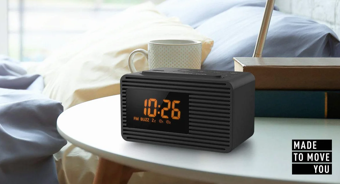 Panasonic RC-800 radio FM z budzikiem (możliwość zapisania 10 stacji, duży wyświetlacz, funkcje timera, pełnozakresowy głośnik o średnicy 5cm), czarne