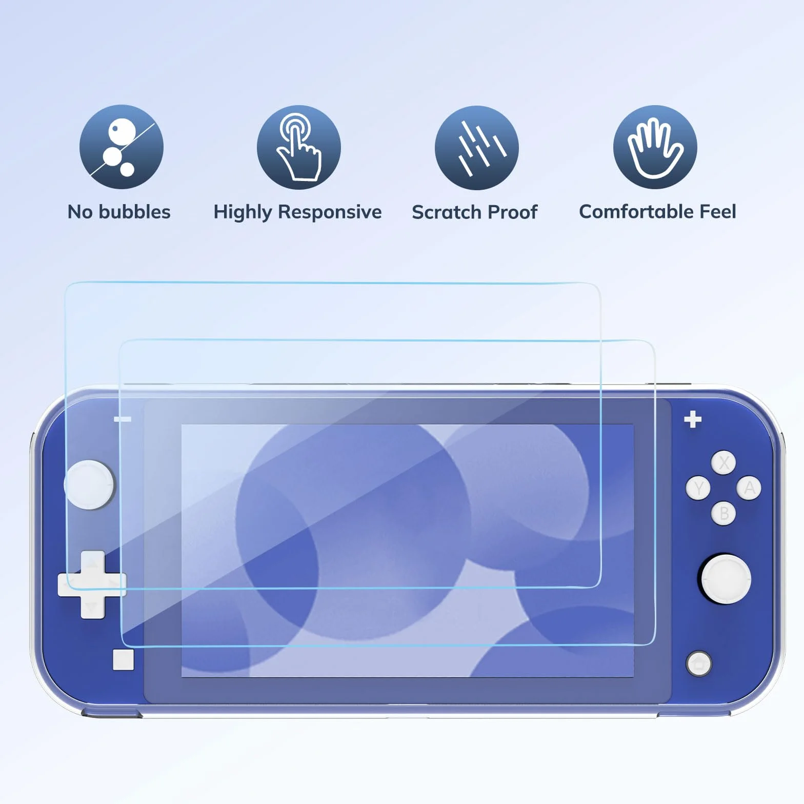 Younik Etui Switch Lite, 14 w 1 Zestaw Akcesoriów do Switch Lite z Etui na Przenoszenie, Przezroczyste Etui Ochronne, Etui na Karty Gry, 2 Ochrony Ekranu, 6 Gripy do Kciuka, Wisiorek, Niebieskie