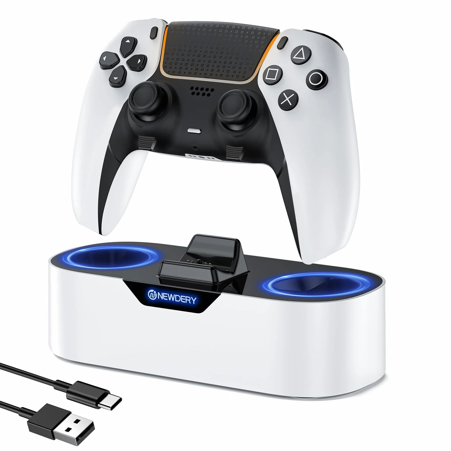 NEWDERY PS5 Controller Charger Station, szybka stacja ładująca do kontrolerów Playstation 5, zamiennik stojaka ładującego do PS5 i PS5 Pro