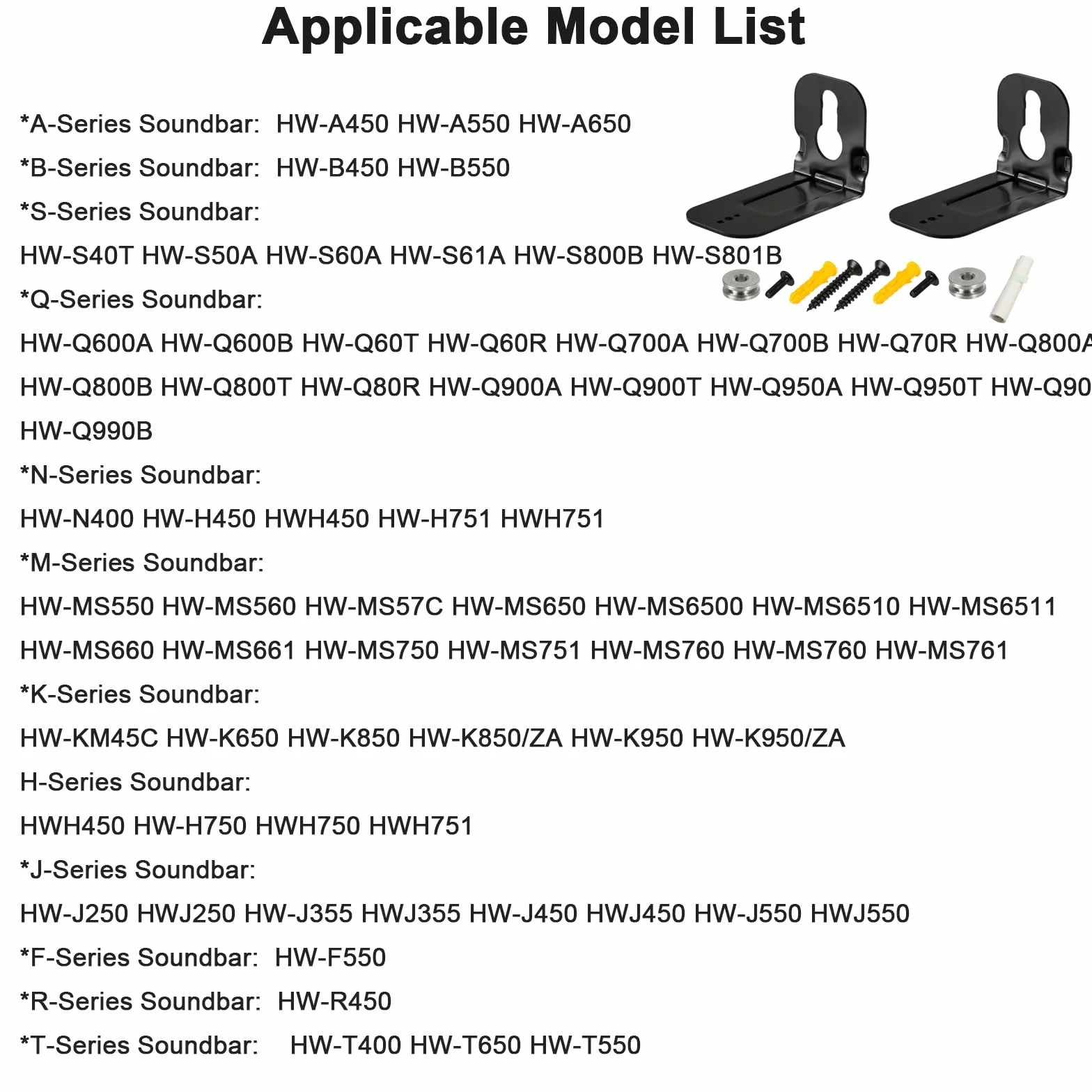 Uchwyt ścienny soundbar do Samsung HW-Q990 HW-N950/HW-S40T/HW-S41T/HW-S60T/HW-T400 kanał centralny soundbary TV akcesoria audio