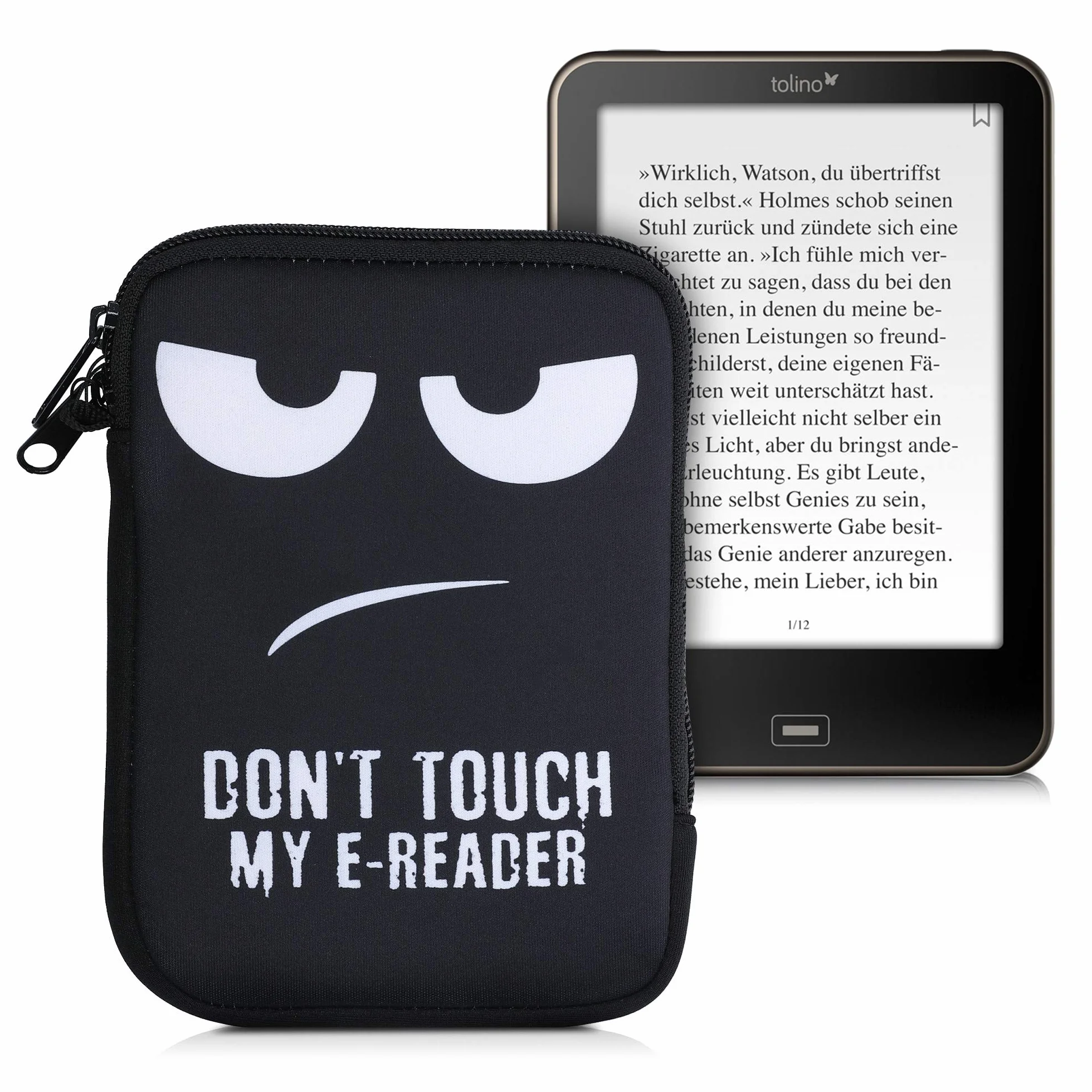 kwmobile pokrowiec ochronny do czytnika e-czytników - Etui ochronne 17 x 12 x 2 cm do neoprenowego e-czytnika - biało-czarne
