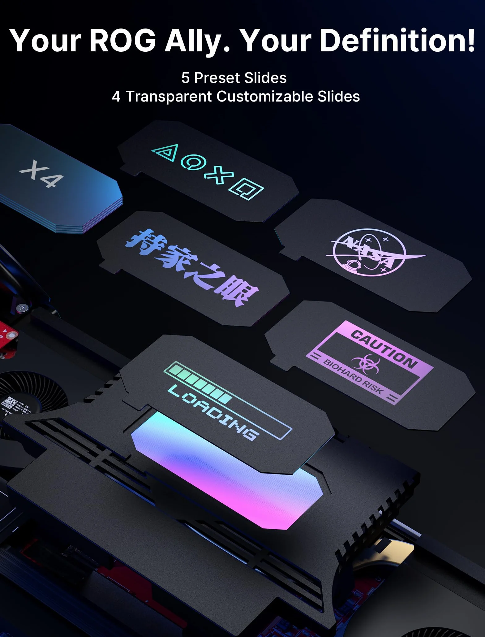 JSAUX Przezroczysta Płyta Tylna RGB dla ROG Ally, Akcesoria do Obudowy ROG Ally DIY Clear Edition, Wymienna Obudowa Kompatybilna z ASUS ROG Ally - PC0110