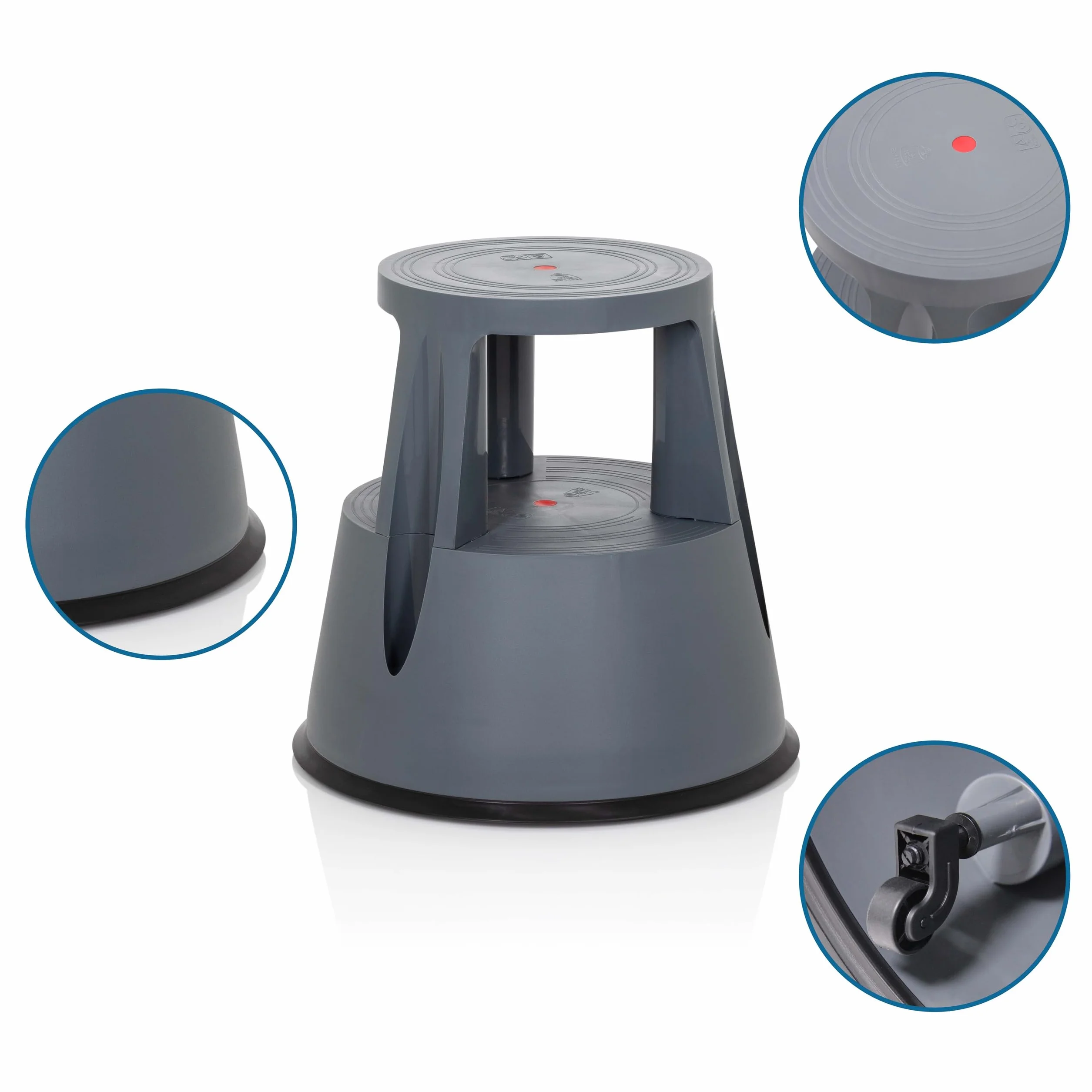 hjh OFFICE Podnóżek stołowy TIO-M nóżka słonia z tworzywa sztucznego TÜV 42 cm 150 kg z kółkami szary
