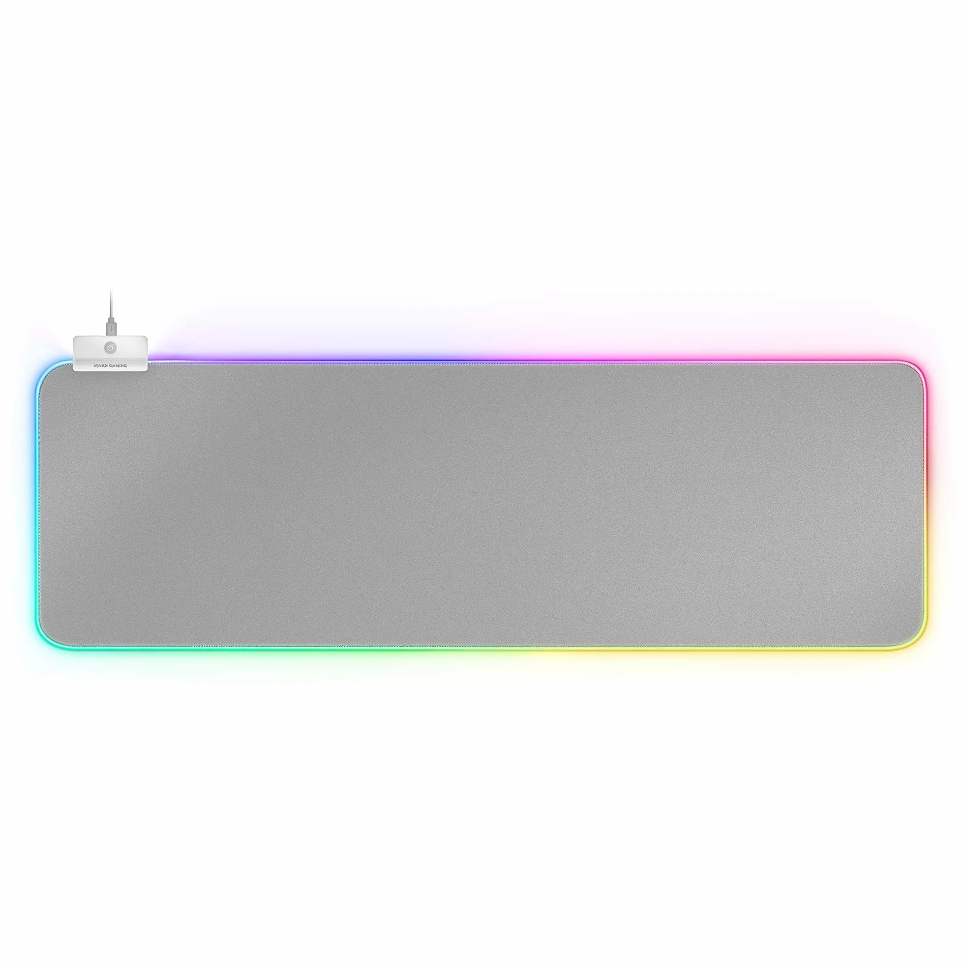 Mars Gaming MMPRGB2S, podkładka pod mysz XXL, RGB, 12 tryby, 2 USB 2.0, biało-srebrna