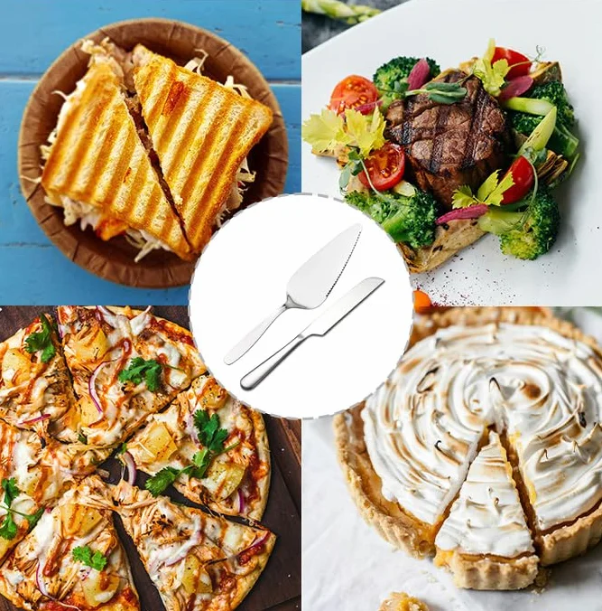 Łopata do ciasta, srebrny nóż do ciasta, łopatka do ciasta, szufelka do ciasta, szufelka do ciasta, na wesele zawiera nóż do ciasta i łopatkę do ciasta, 2 sztuki, srebrny