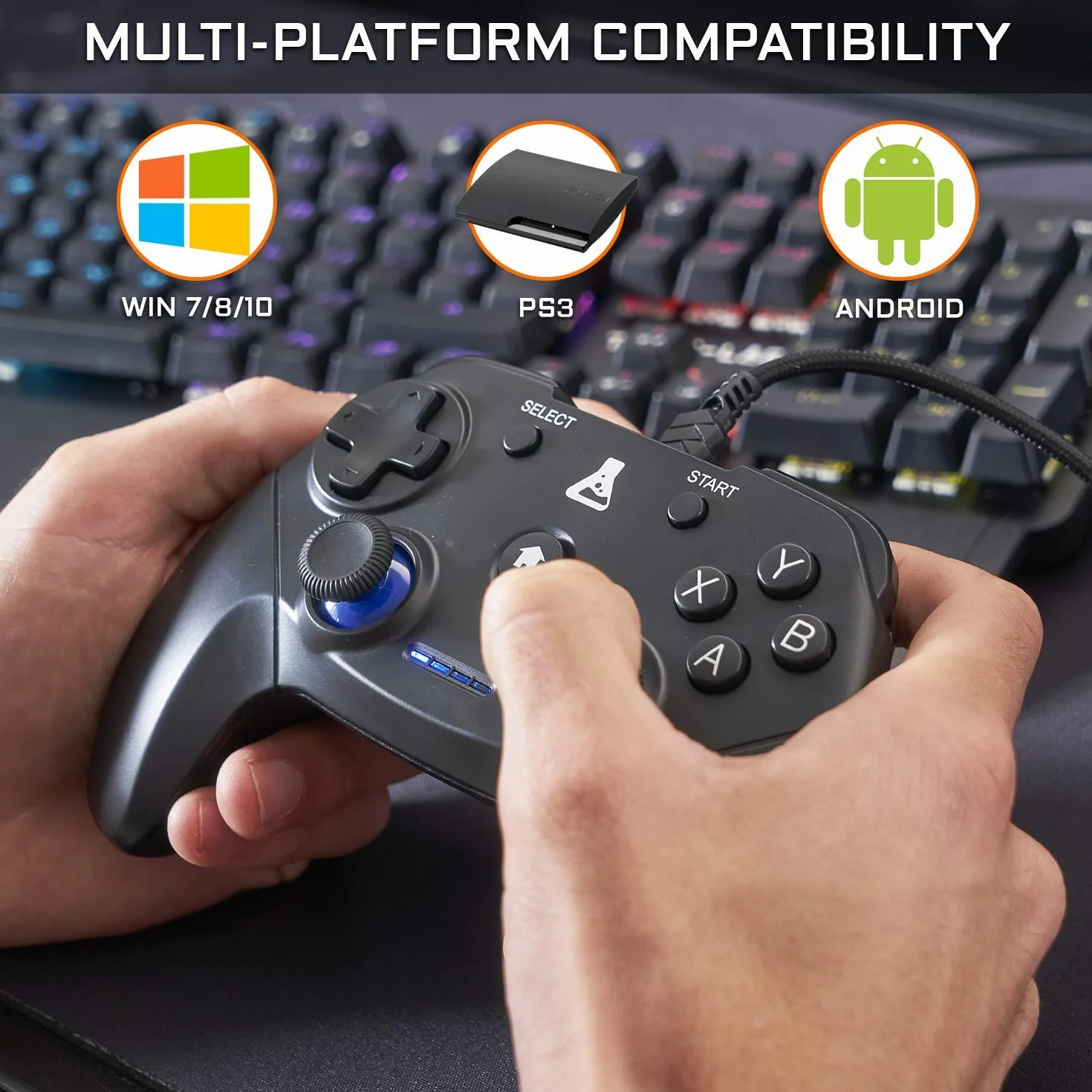 THE G-LAB K-Pad Thorium Przewodowy kontroler gier USB Gamepad dla PC PS3 Windows Android (czarny)