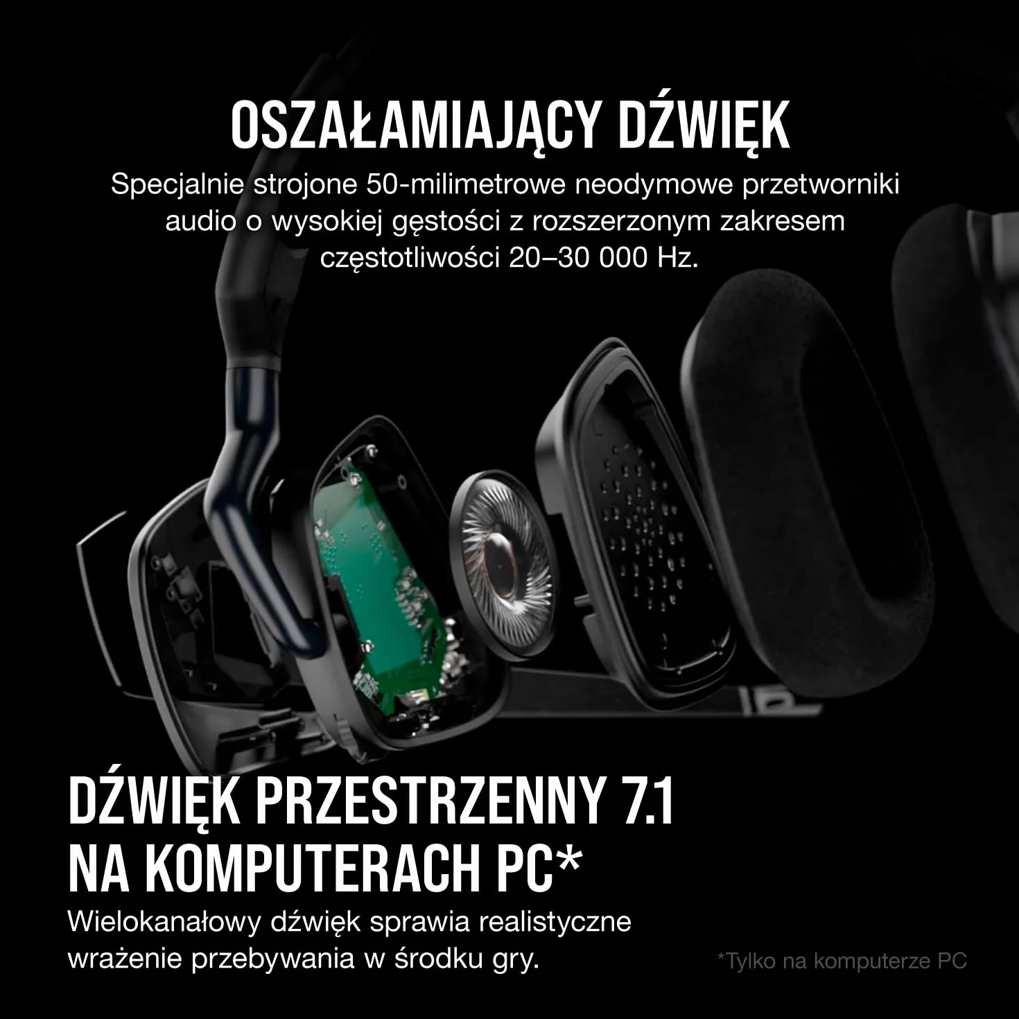 Corsair VOID RGB ELITE Wireless Premium Gaming Headset with 7.1 Surround Sound - Czarny