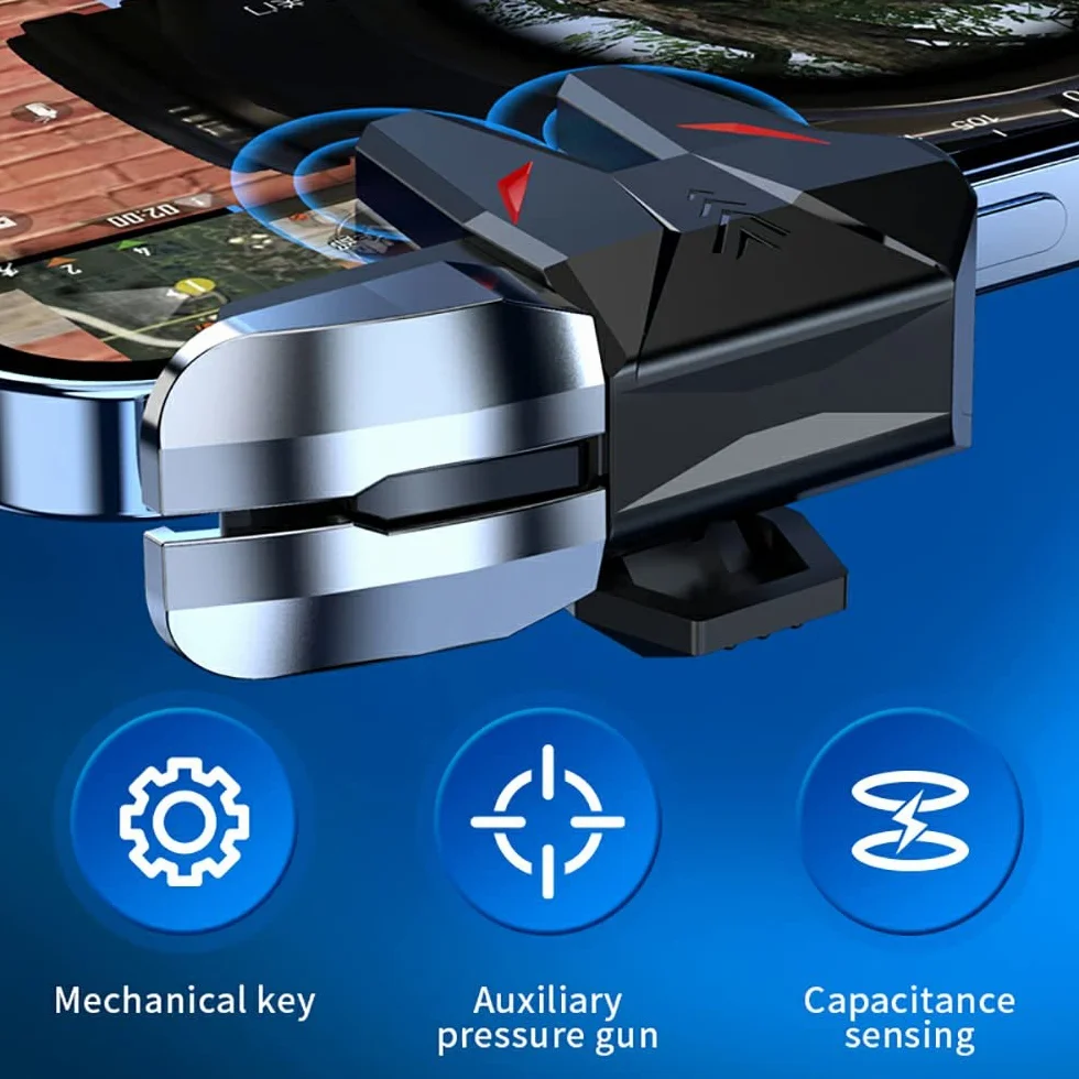 Ozkak Mobilny kontroler wyzwalacze do gier joystick gra telefon L1R1 L2R2 akcesoria do PUBG Call of Duty kompatybilny z iPhone iOS Android Smartphone