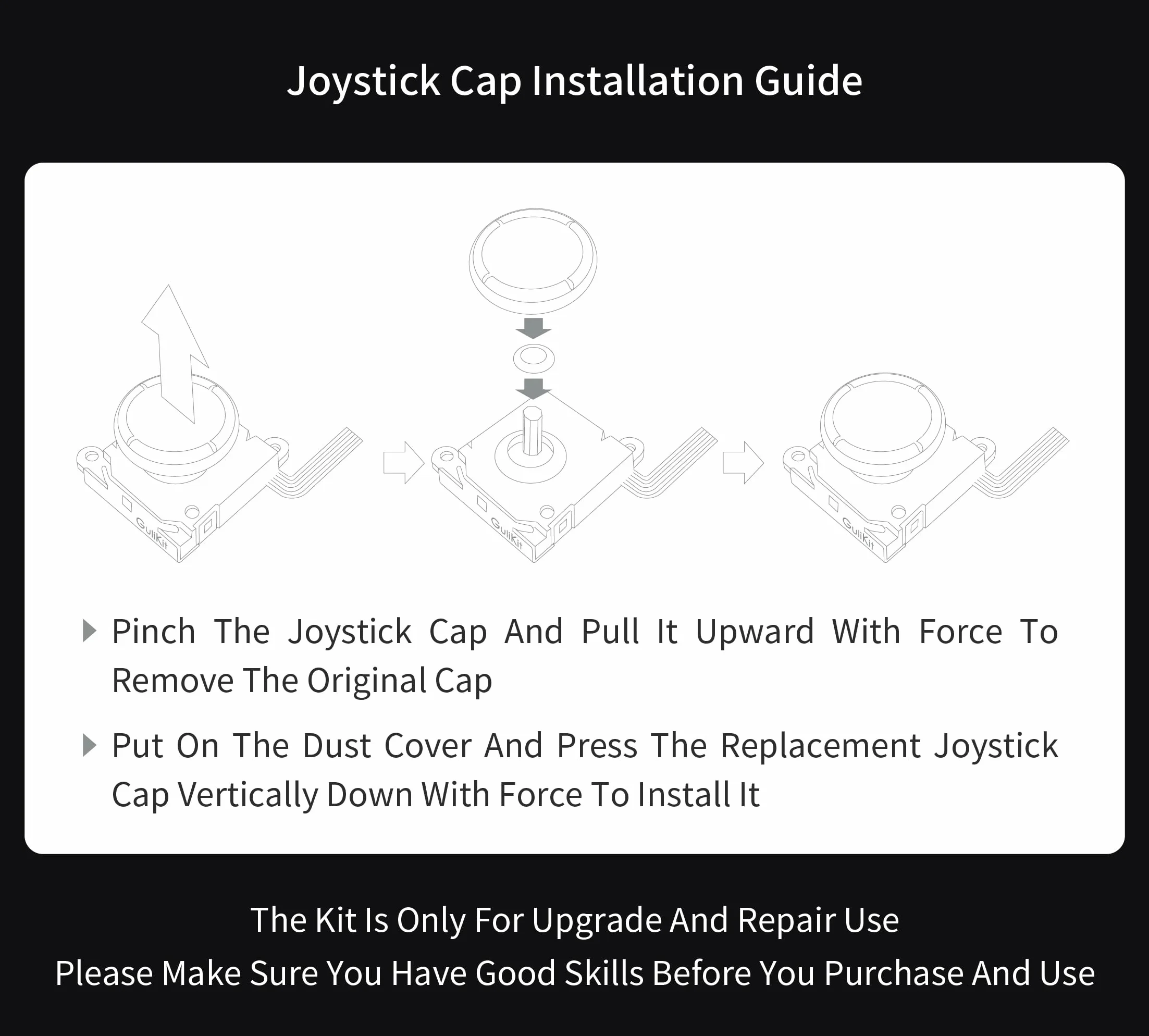 RunSnail for GuliKit TMR Joystick Zamienny Joycon 2Pcs, Bez Dryftu, Wysoka Precyzja, Elektromagnetyczny Joystick TMR Zestawem Naprawczym, 4 Kolorowe Nakładki na Gałki, Kompatybilny Switch/OLED/Lite