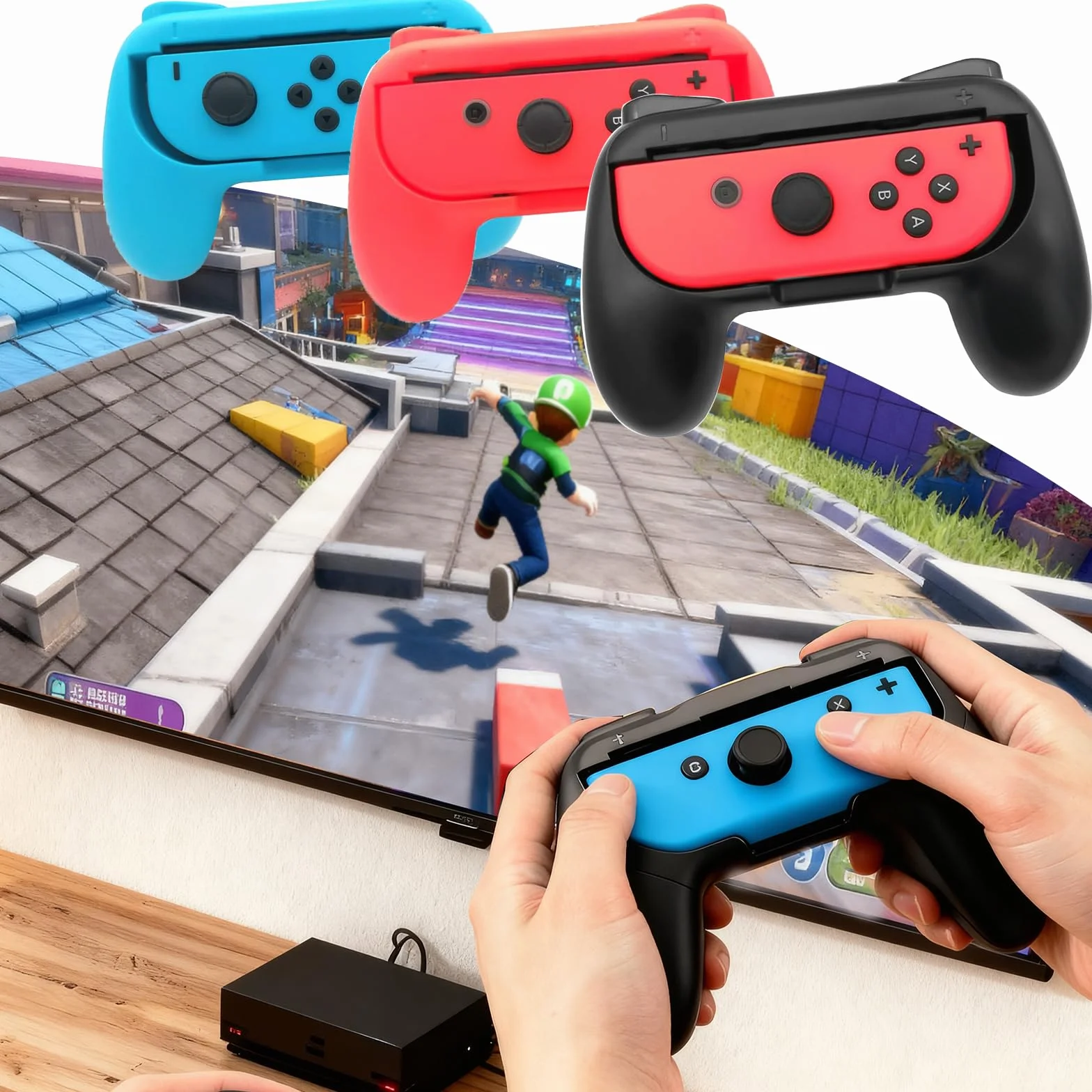 Zorplex 4 Sztuki Uchwyt Kompatybilny z Nintendo Switch, Joy Con Kontrolera Gier Accessories, Uchwytów do Switch OLED Model , ABS Ergonomiczna Konstrukcja